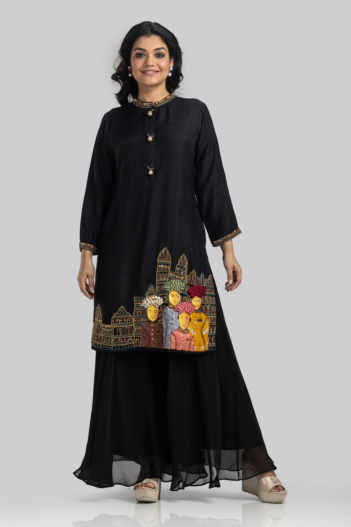 Designer Kurta and Sharara pant set_RAJA RANI embroidery