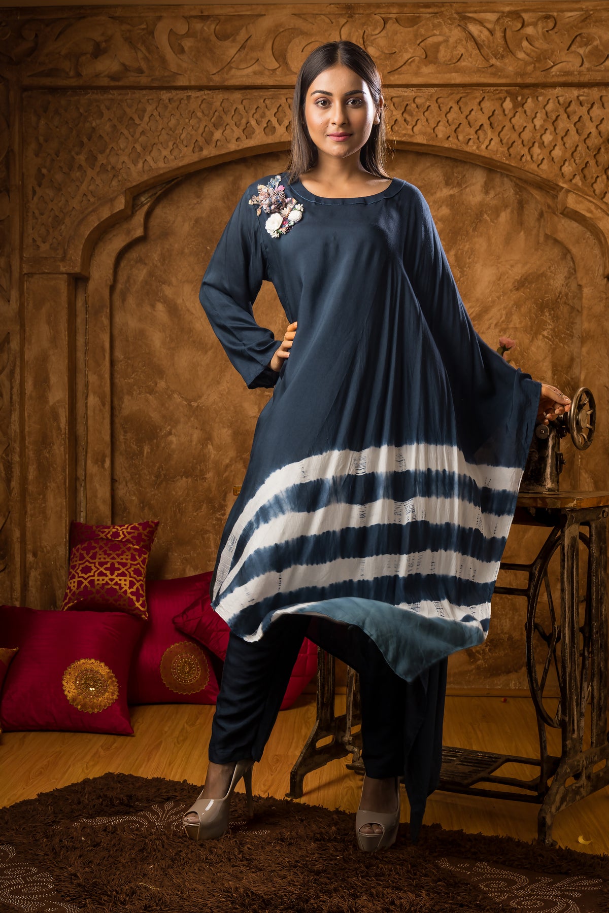 Embroidered Muslin kurta with Pant