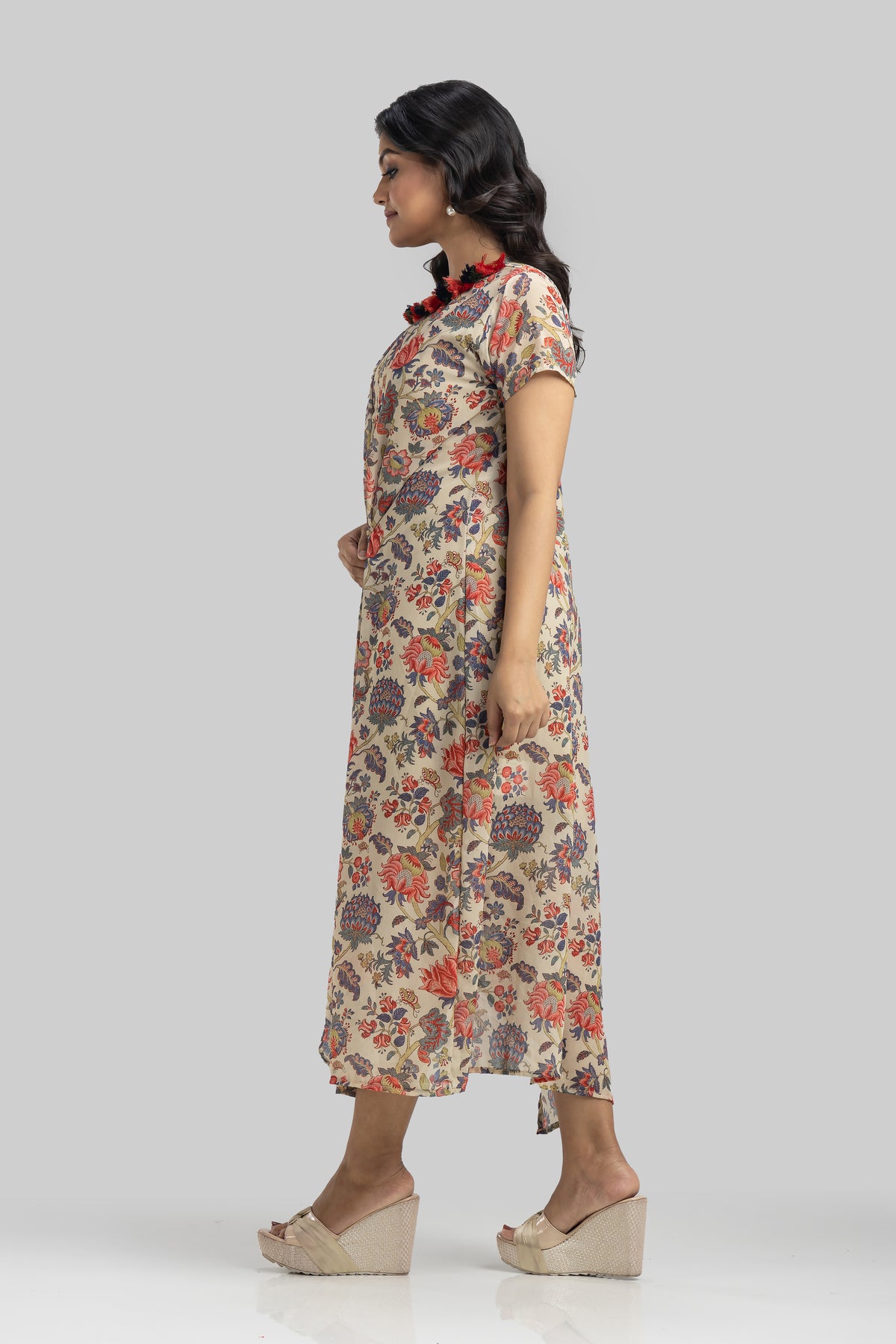 Designer Printed Cowl Drape Georgette Dress