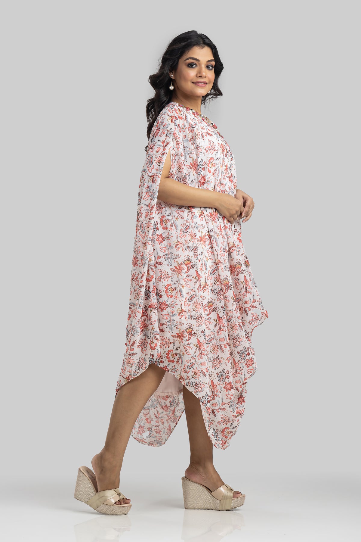 Designer Printed Cowl Drape Georgette Dress