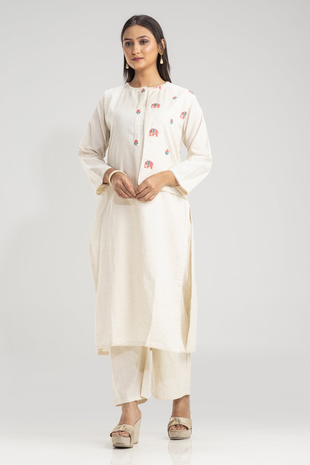 Light Embroidered Cotton Kurta Set