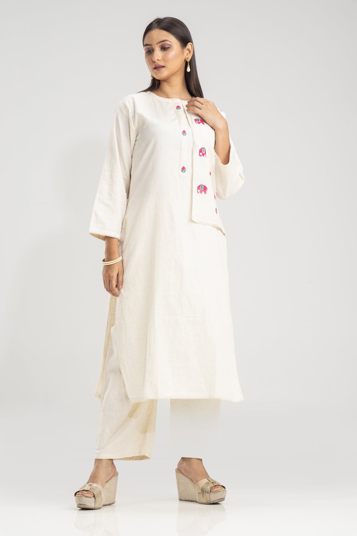 Light Embroidered Cotton Kurta Set