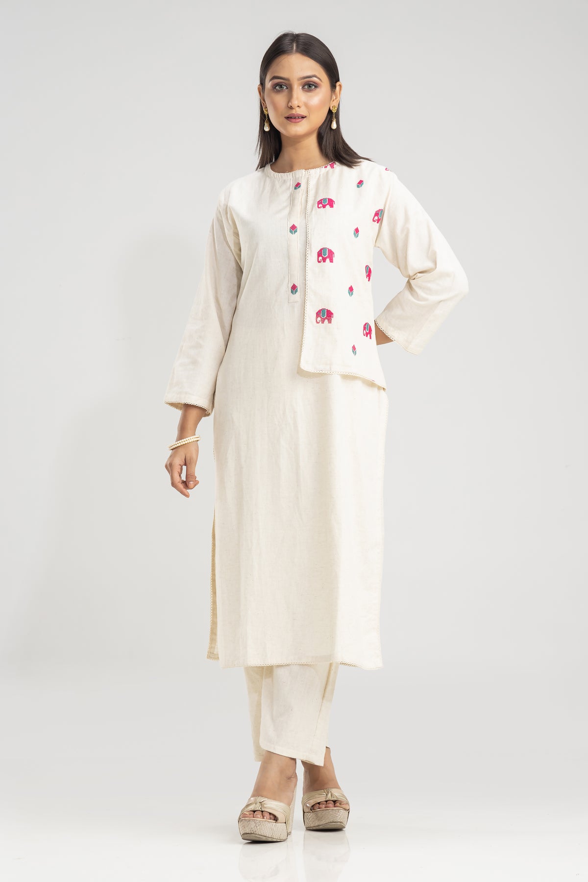 Light Embroidered Cotton Kurta Set