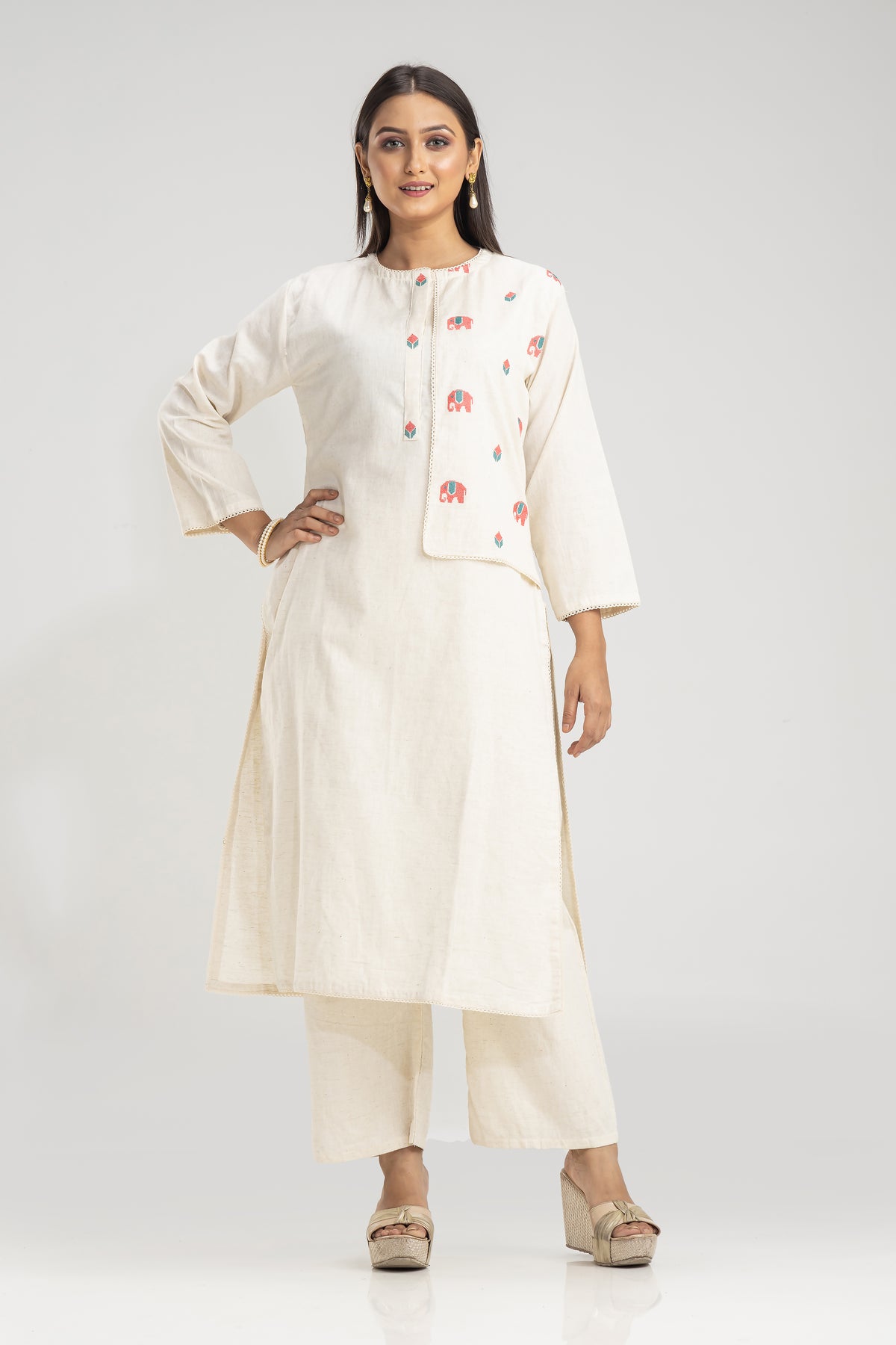 Light Embroidered Cotton Kurta Set