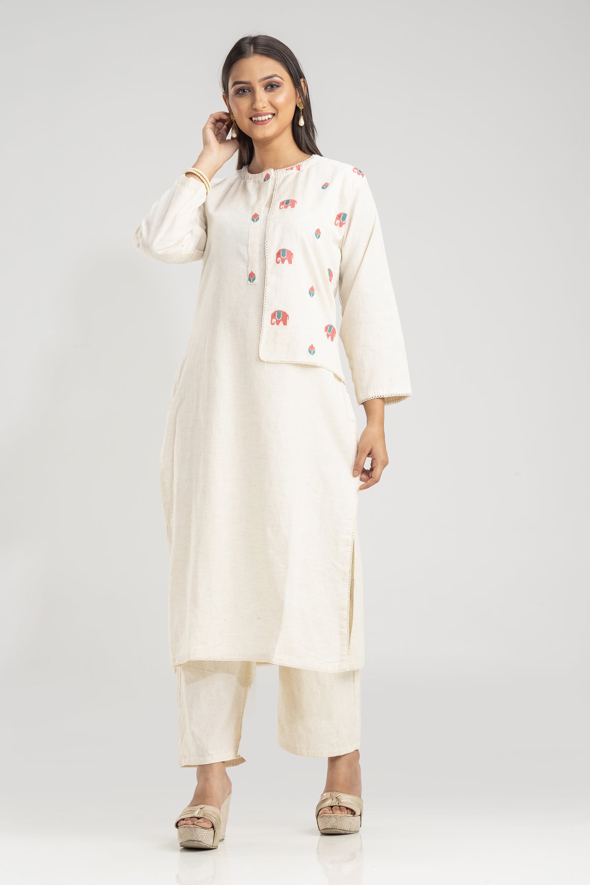 Light Embroidered Cotton Kurta Set