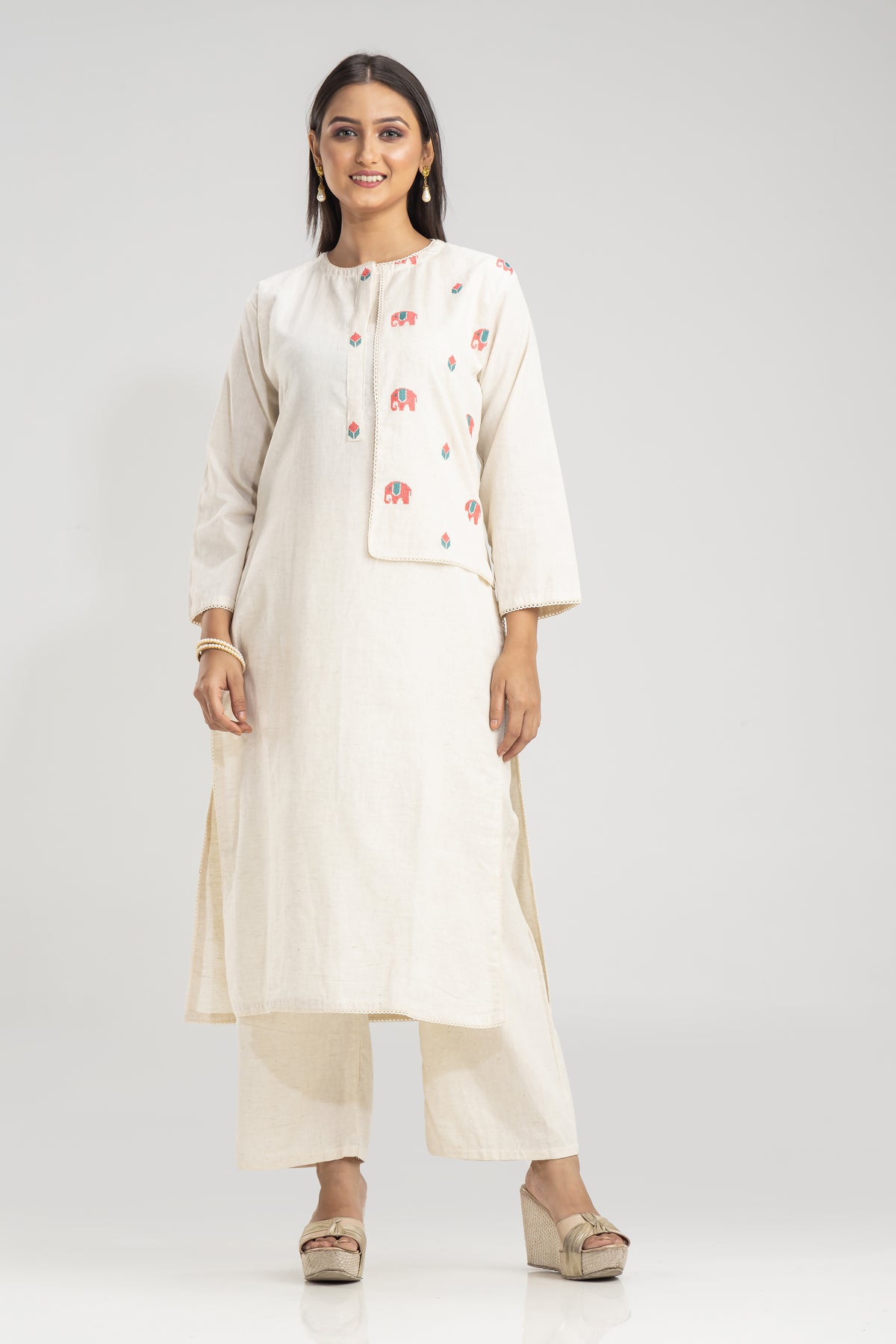 Light Embroidered Cotton Kurta Set