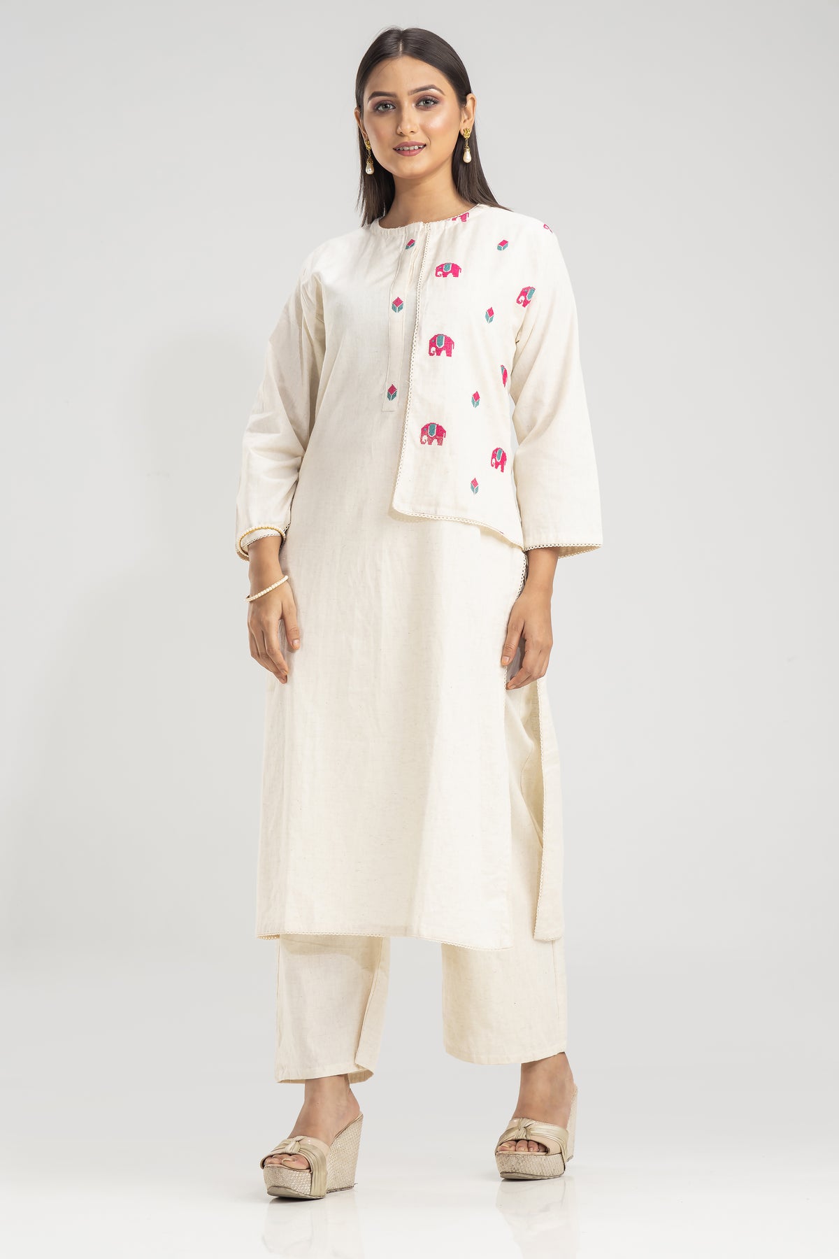 Light Embroidered Cotton Kurta Set