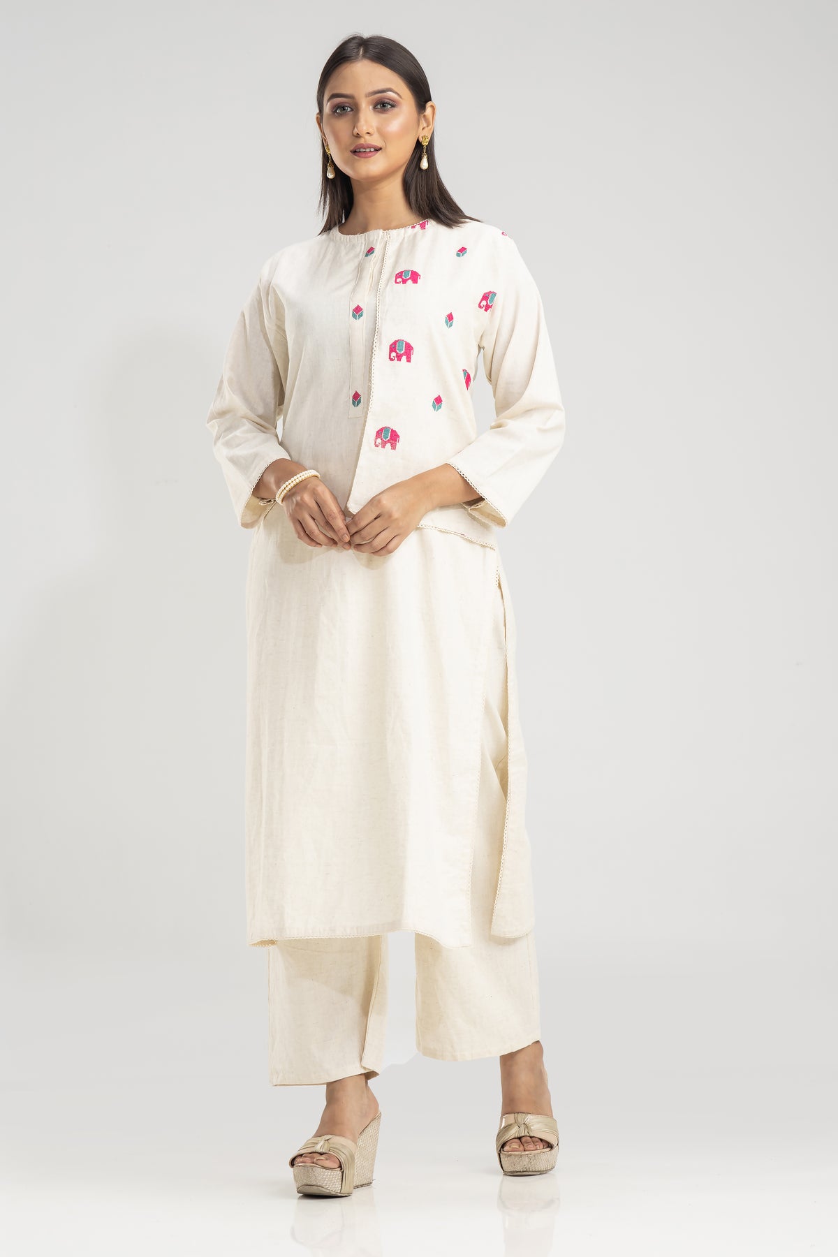 Light Embroidered Cotton Kurta Set