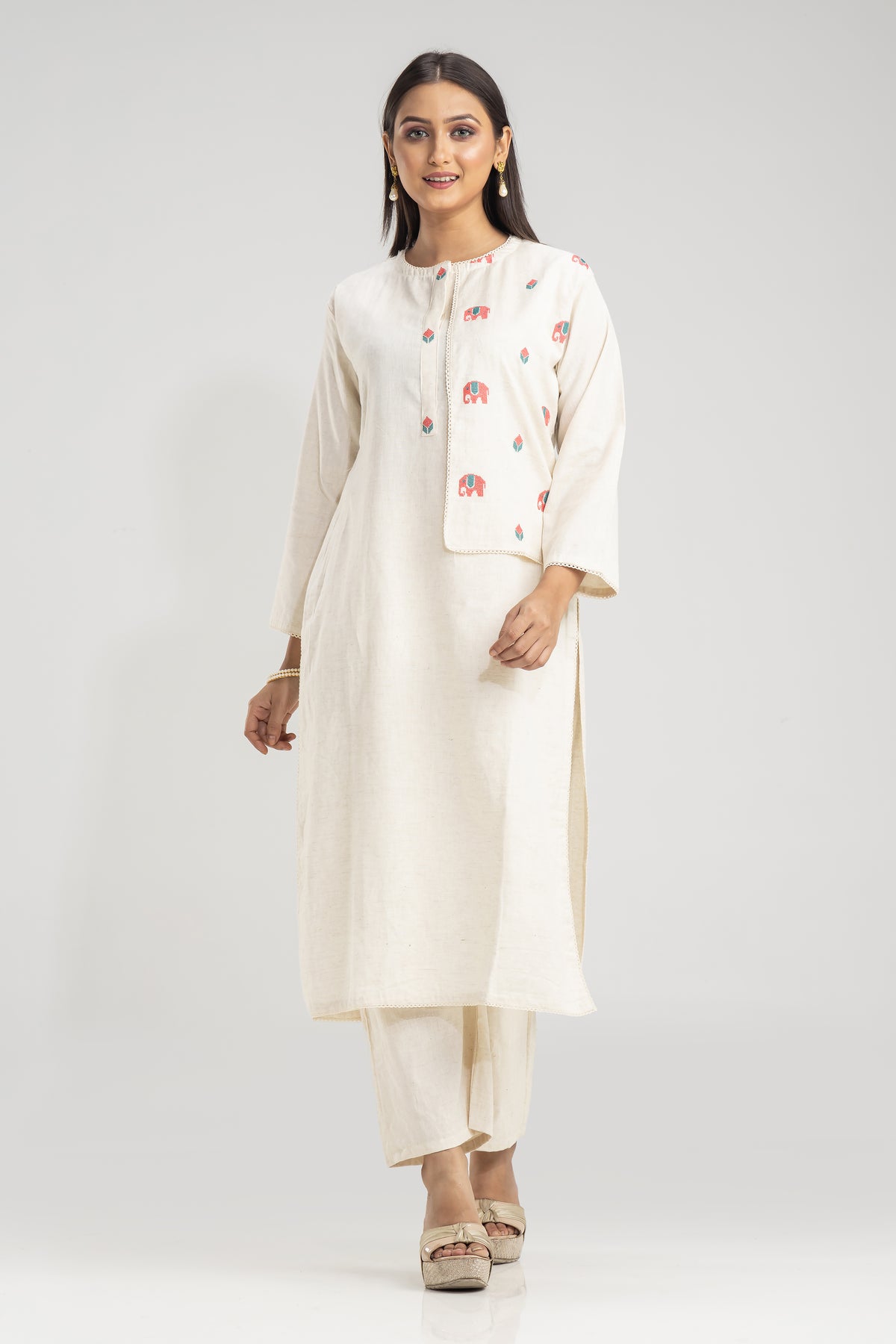 Light Embroidered Cotton Kurta Set