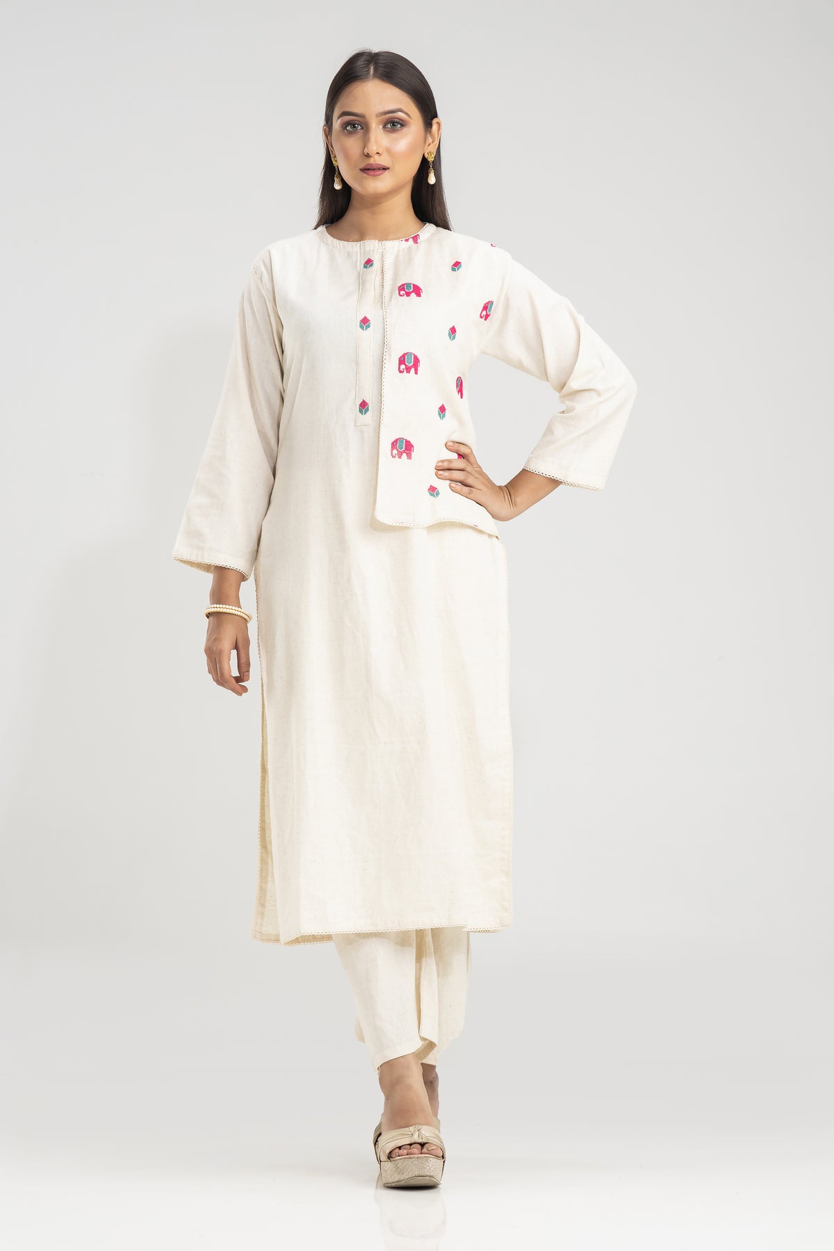 Light Embroidered Cotton Kurta Set