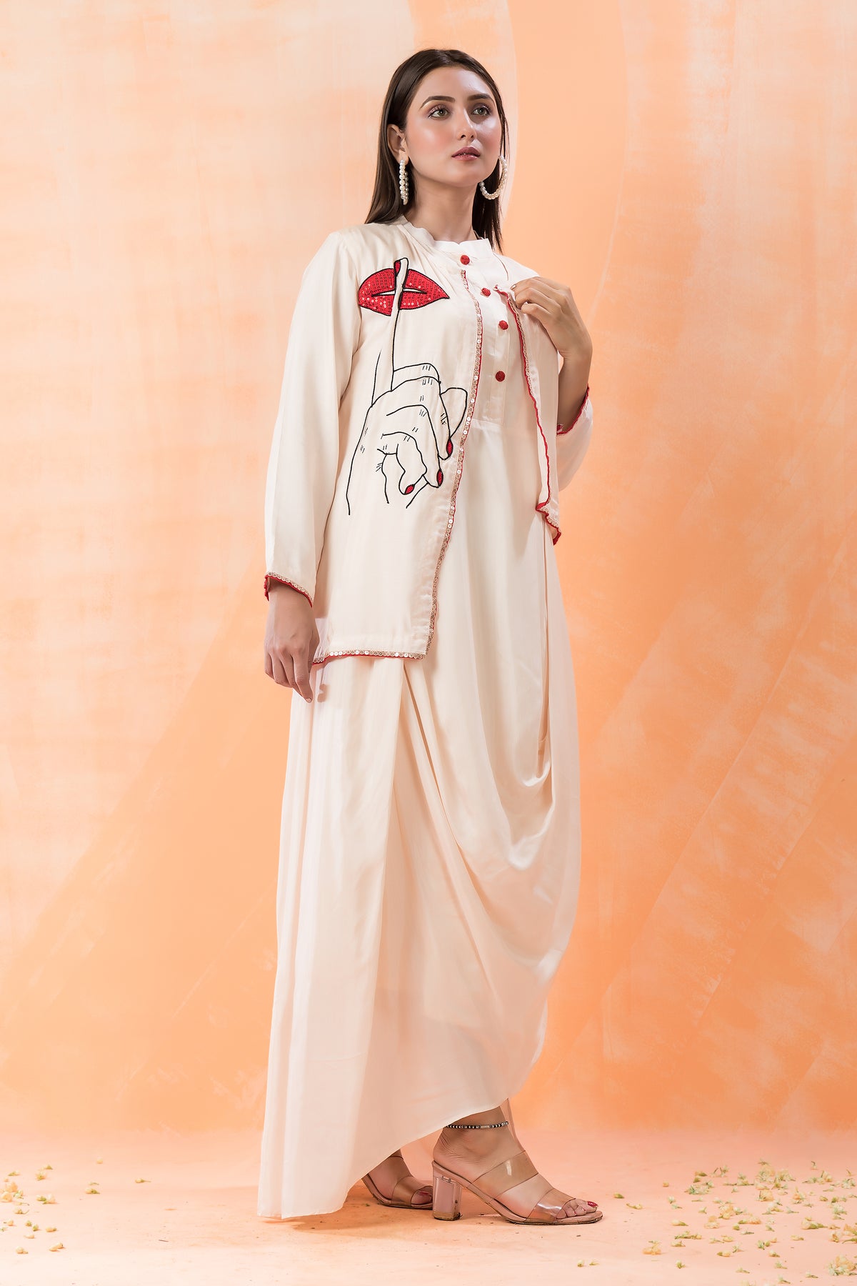 Sacred Suta Muslin Cowl Drape Gown