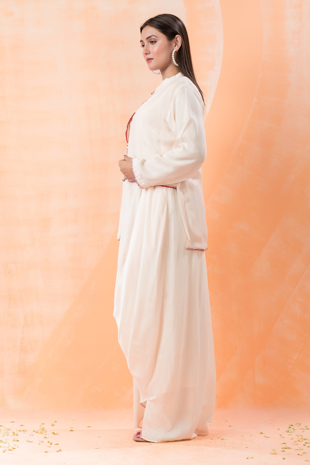 Sacred Suta Muslin Cowl Drape Gown