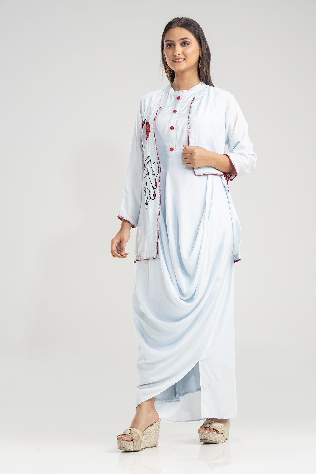 Sacred Suta Muslin Cowl Drape Gown