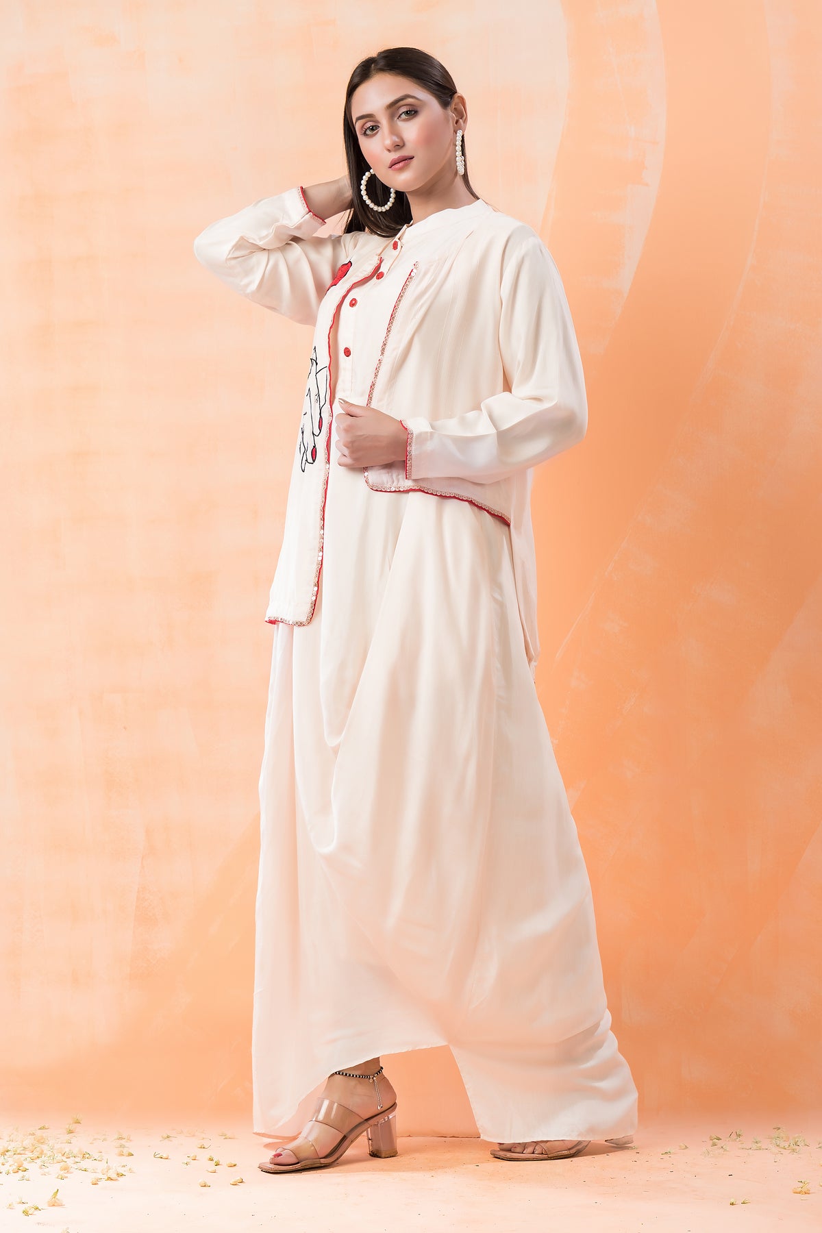 Sacred Suta Muslin Cowl Drape Gown