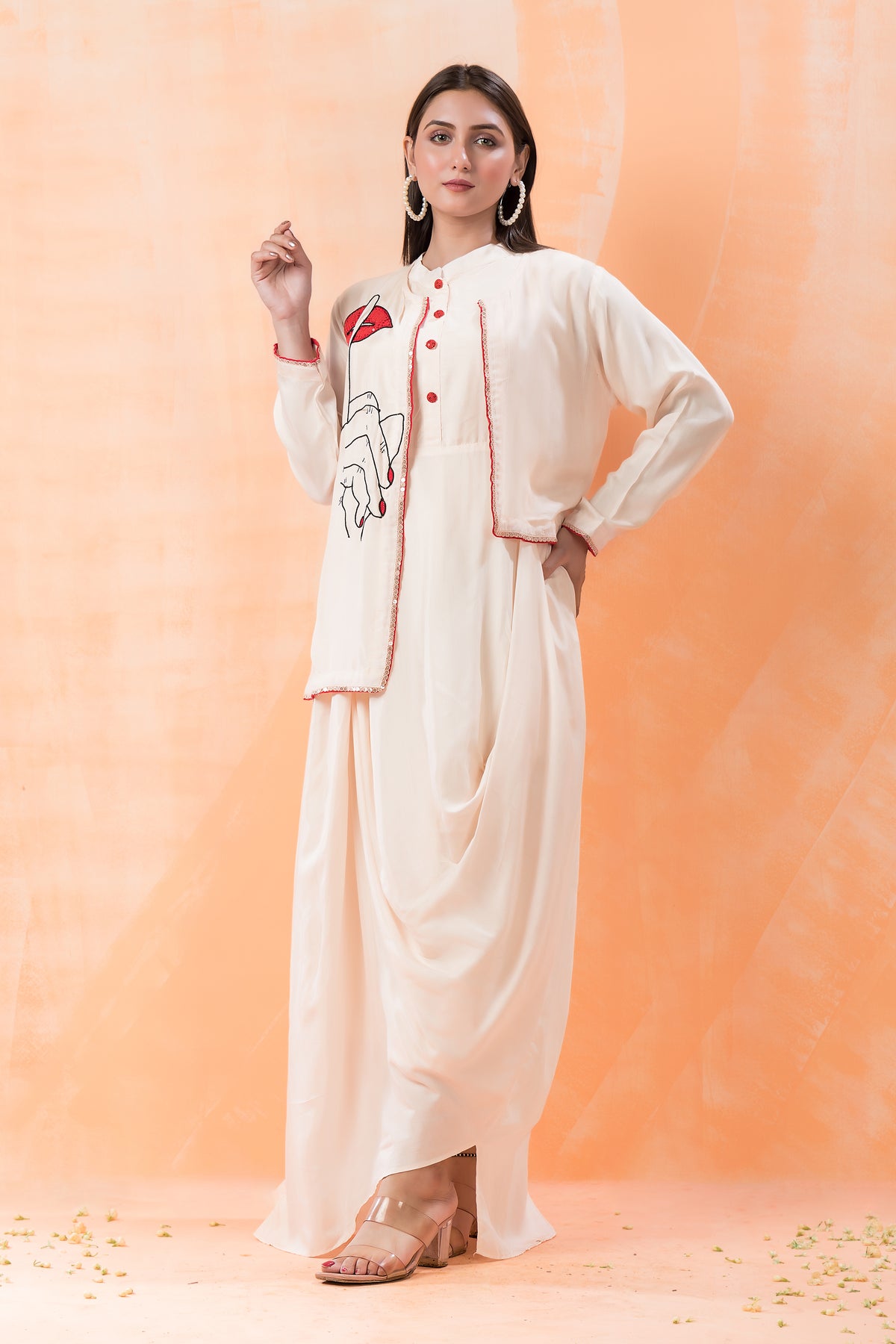 Sacred Suta Muslin Cowl Drape Gown