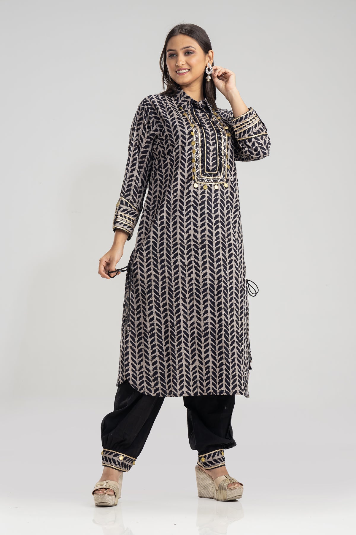 Embroidered Cotton Kurta & Pant Set