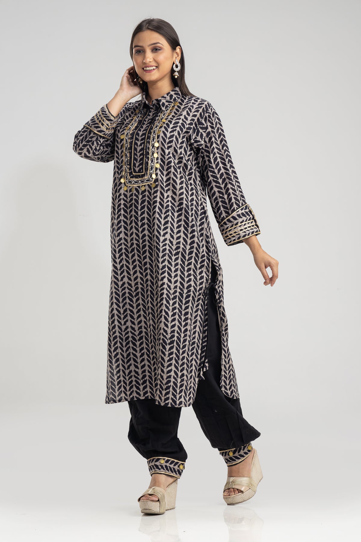 Embroidered Cotton Kurta & Pant Set