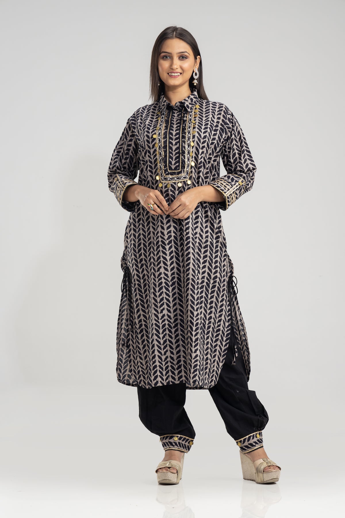 Embroidered Cotton Kurta & Pant Set