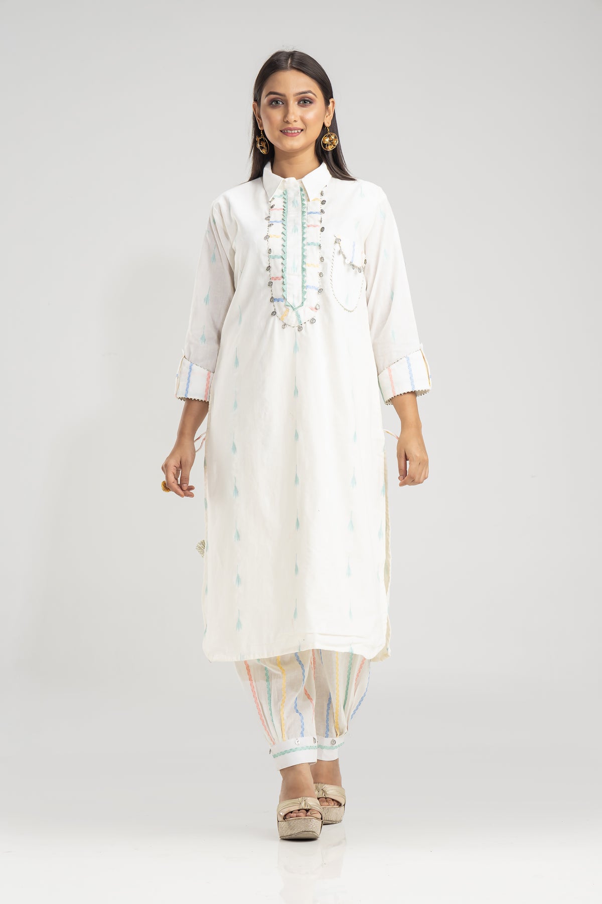 Cotton kurta set with Afghani Pant