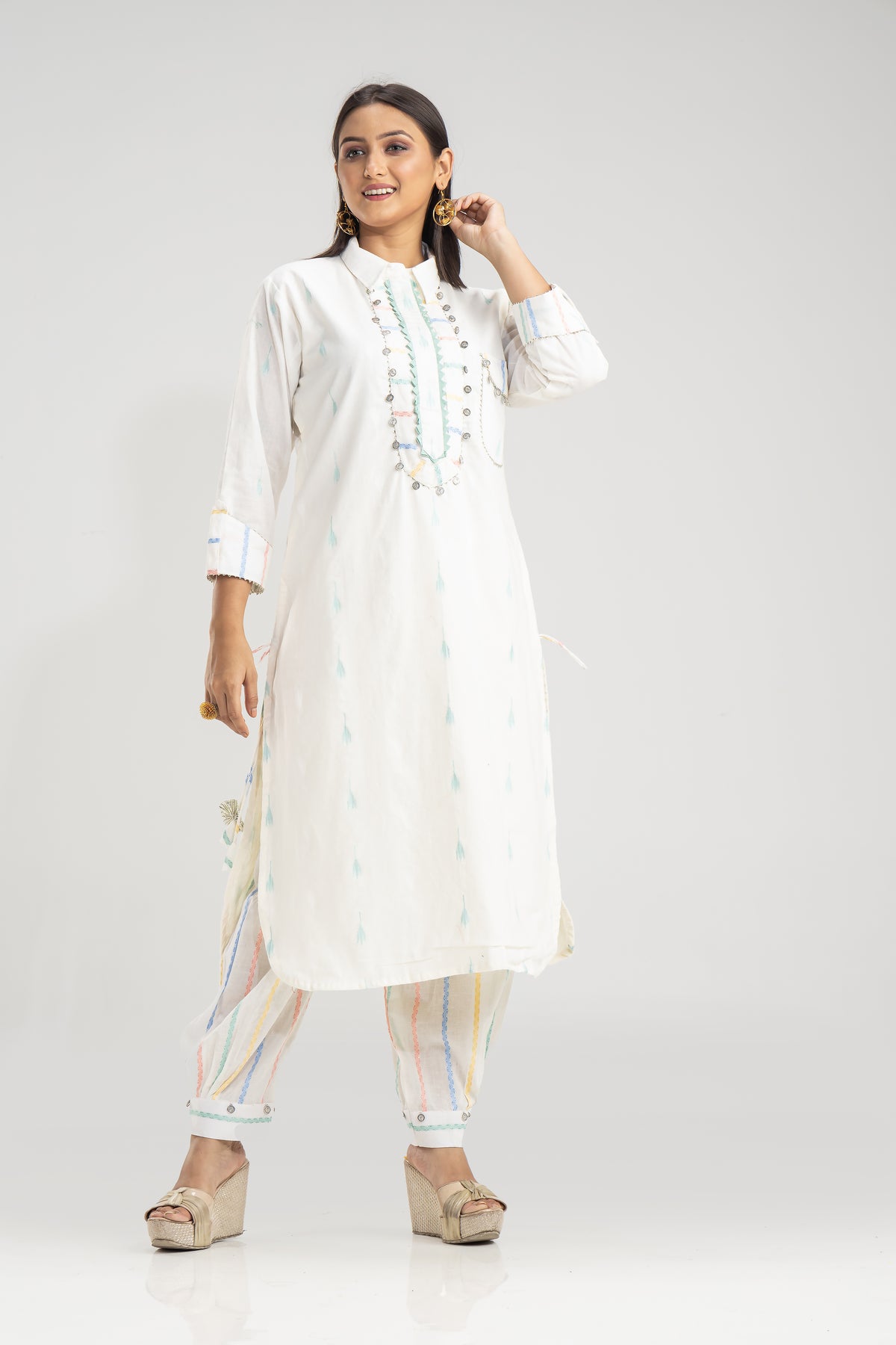 Cotton kurta set with Afghani Pant