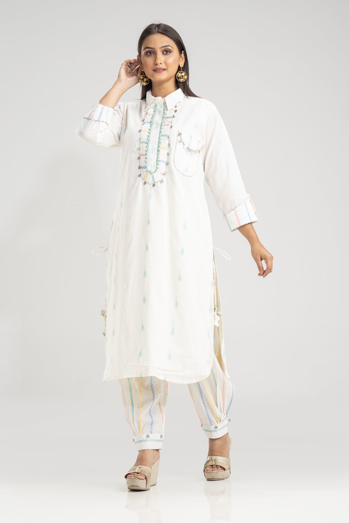 Cotton kurta set with Afghani Pant