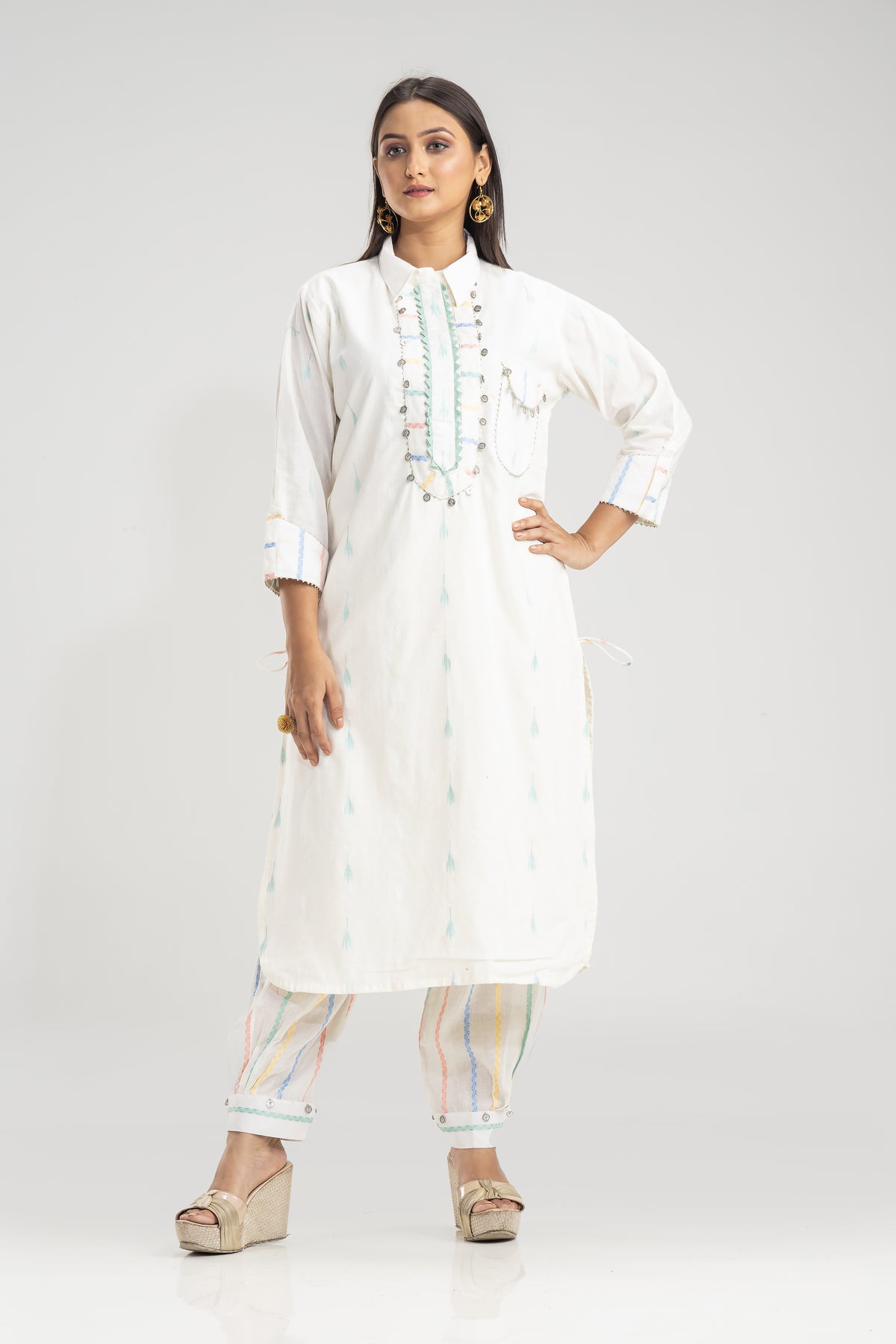 Cotton kurta set with Afghani Pant