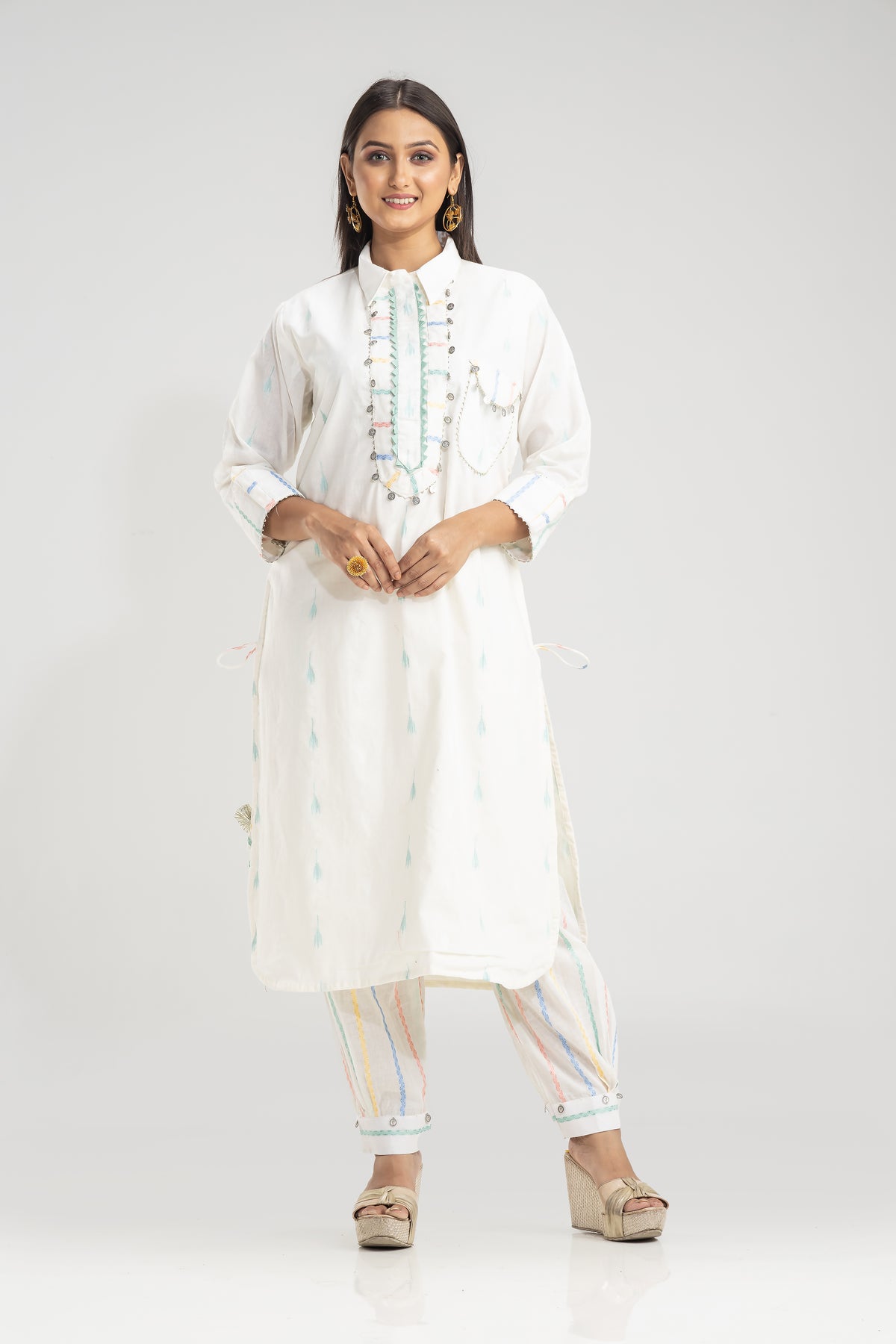 Cotton kurta set with Afghani Pant