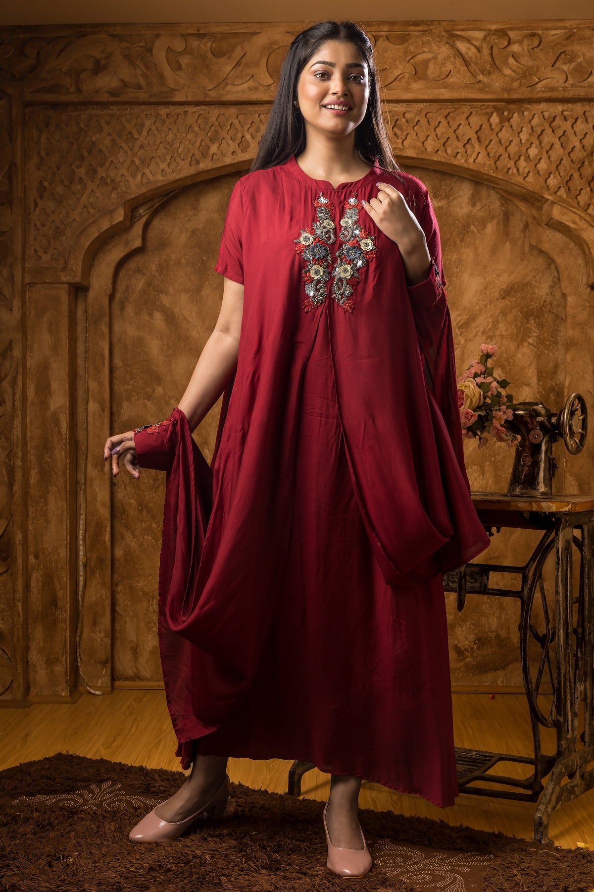 Embroidered Indo-Western Gown