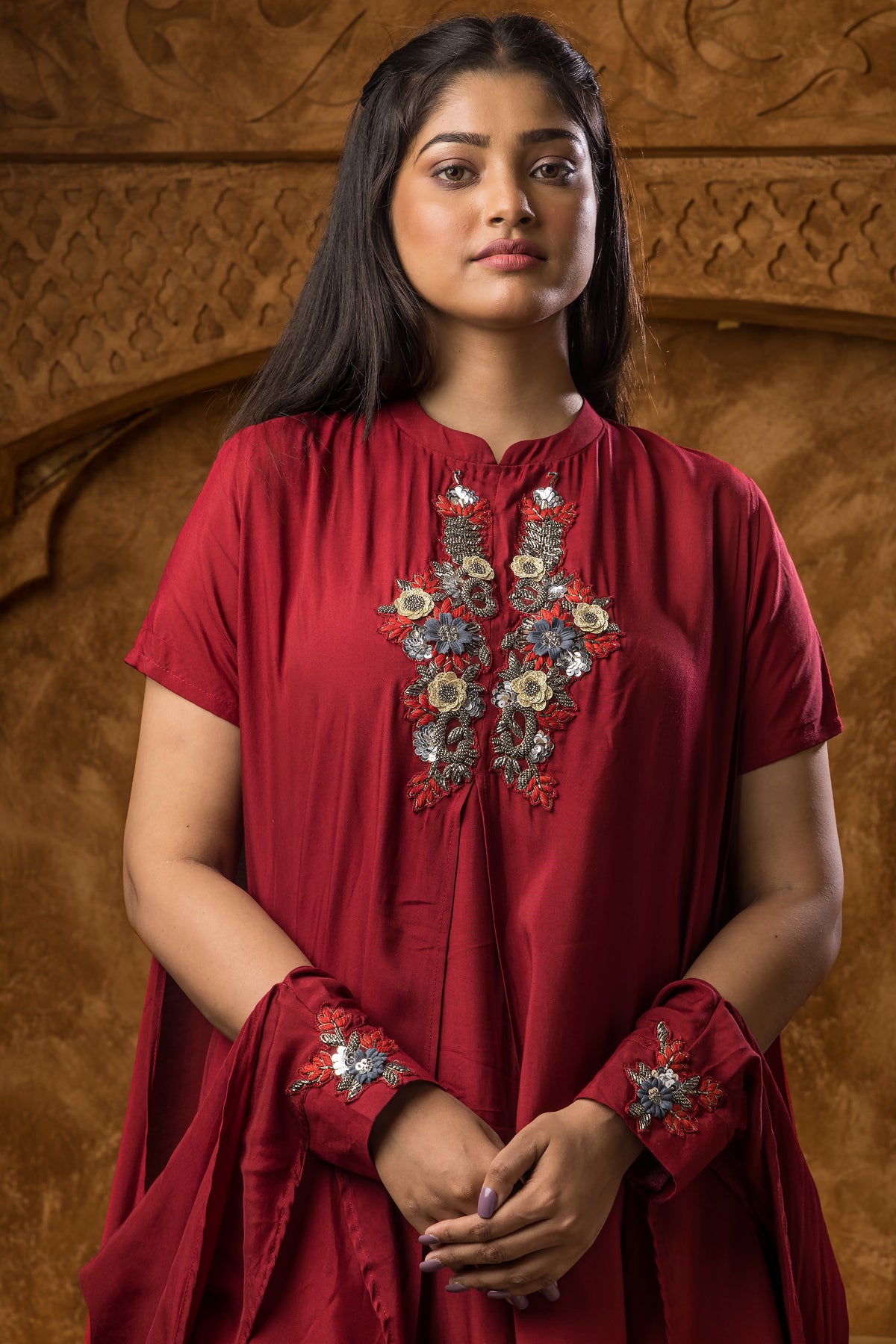 Embroidered Indo-Western Gown