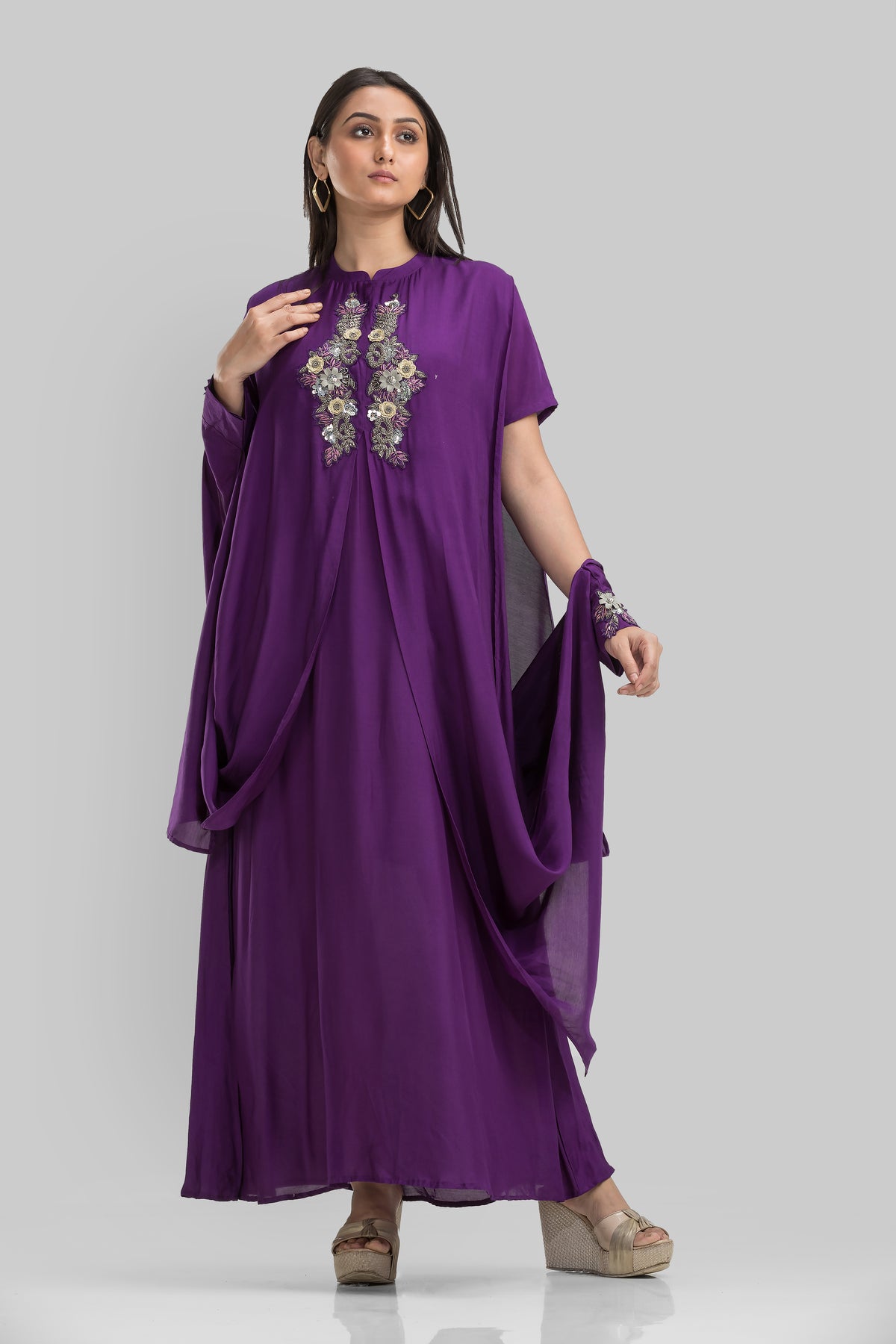 Embroidered Indo-Western Gown