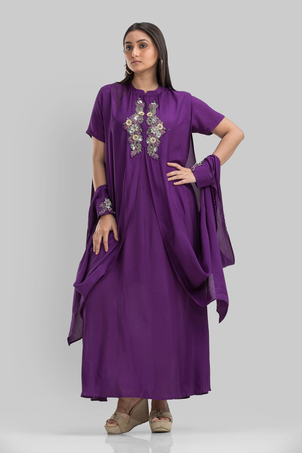 Embroidered Indo-Western Gown