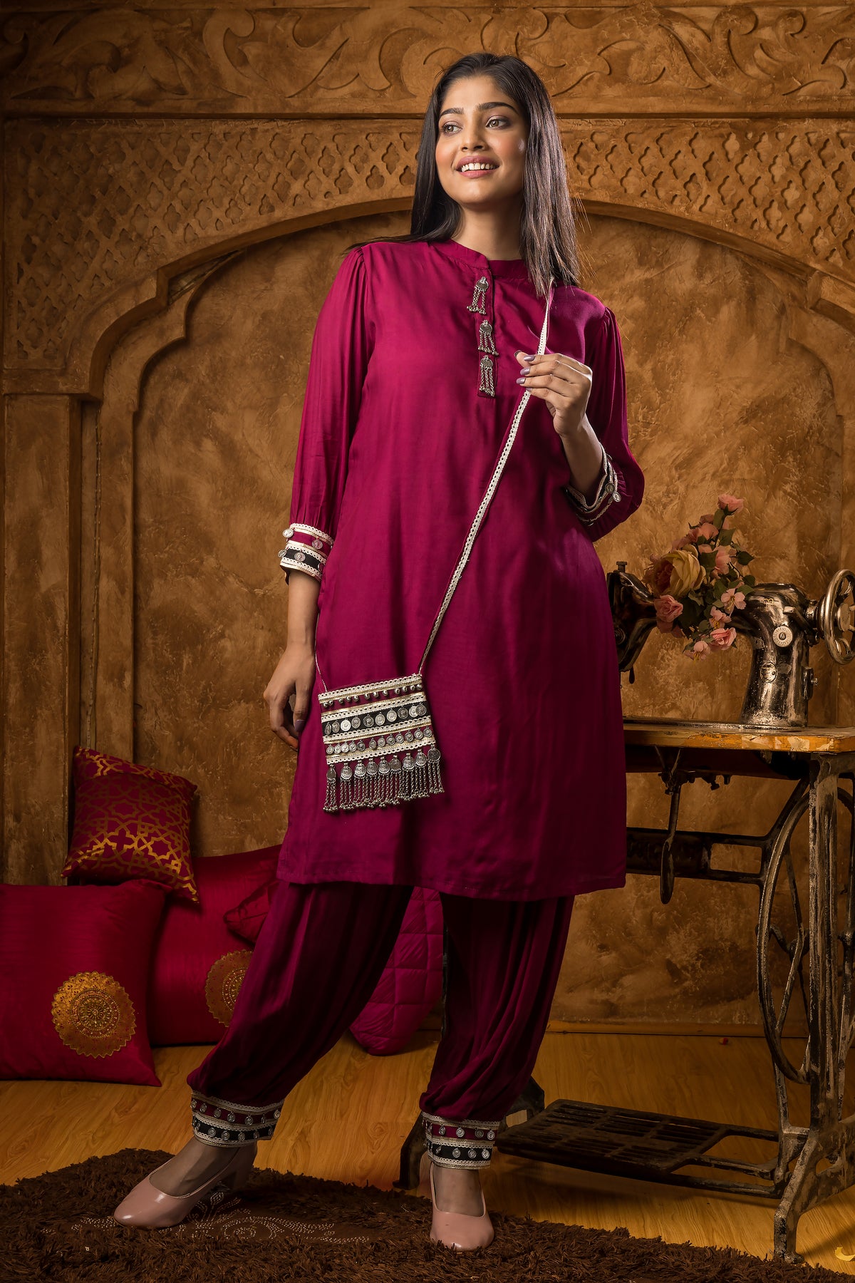 Designer Kurta set with Matching Bag