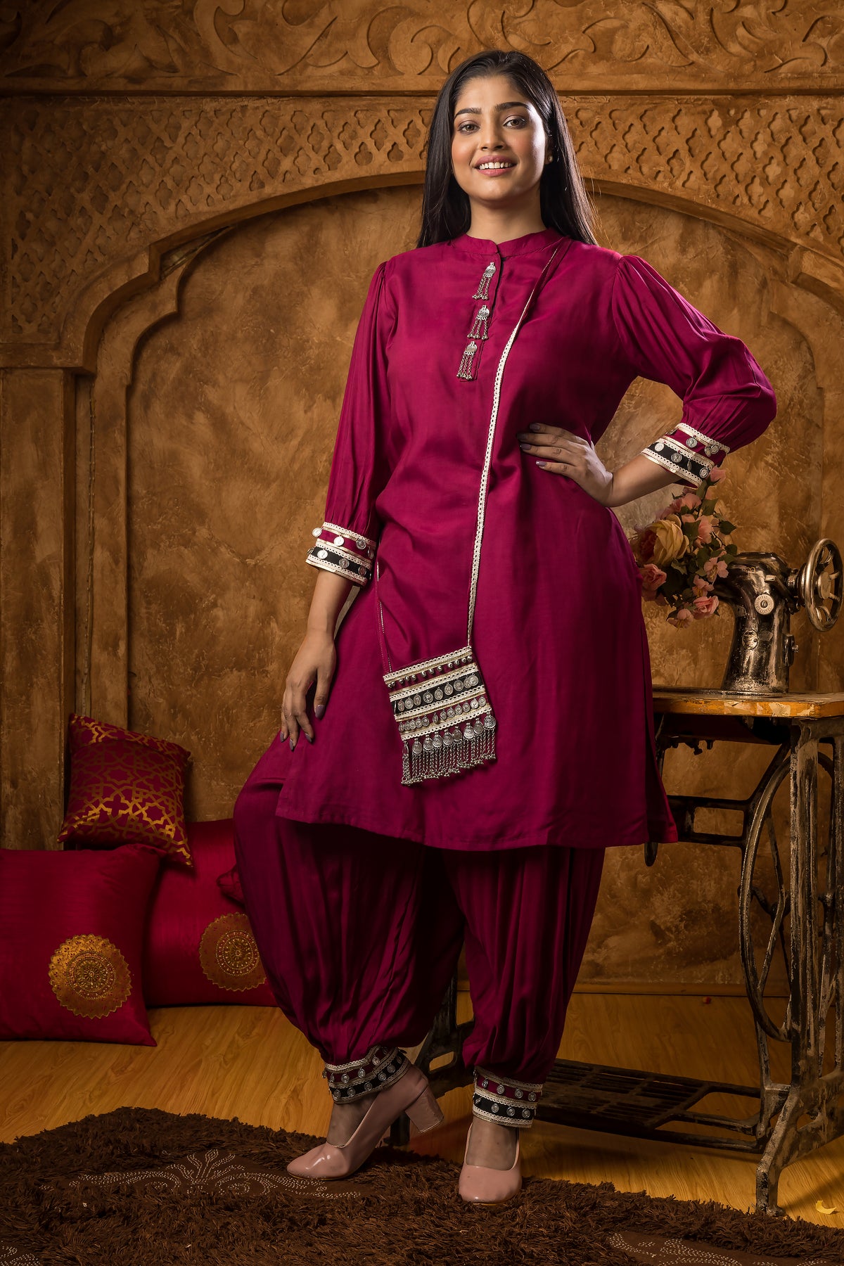 Designer Kurta set with Matching Bag