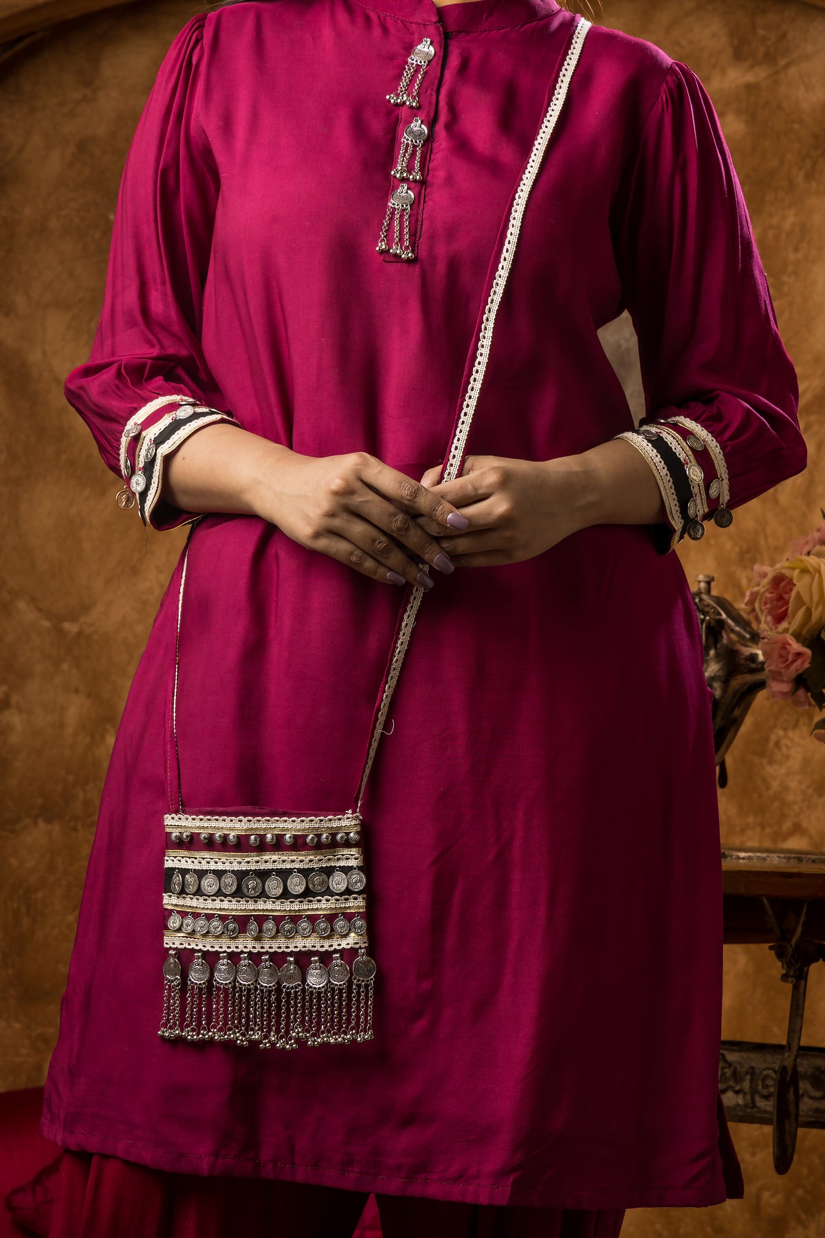 Designer Kurta set with Matching Bag