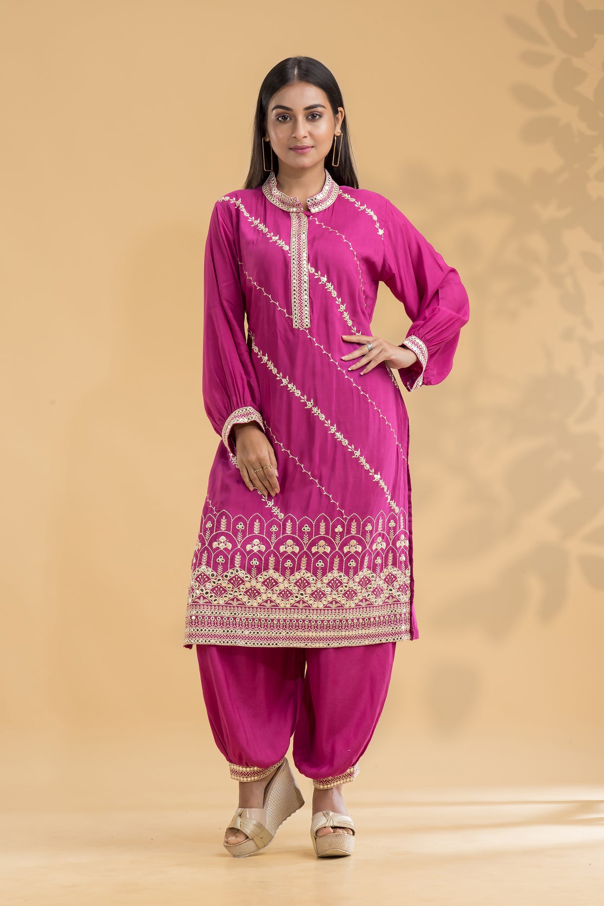 Muslin Kurti & Afghani Pant Set