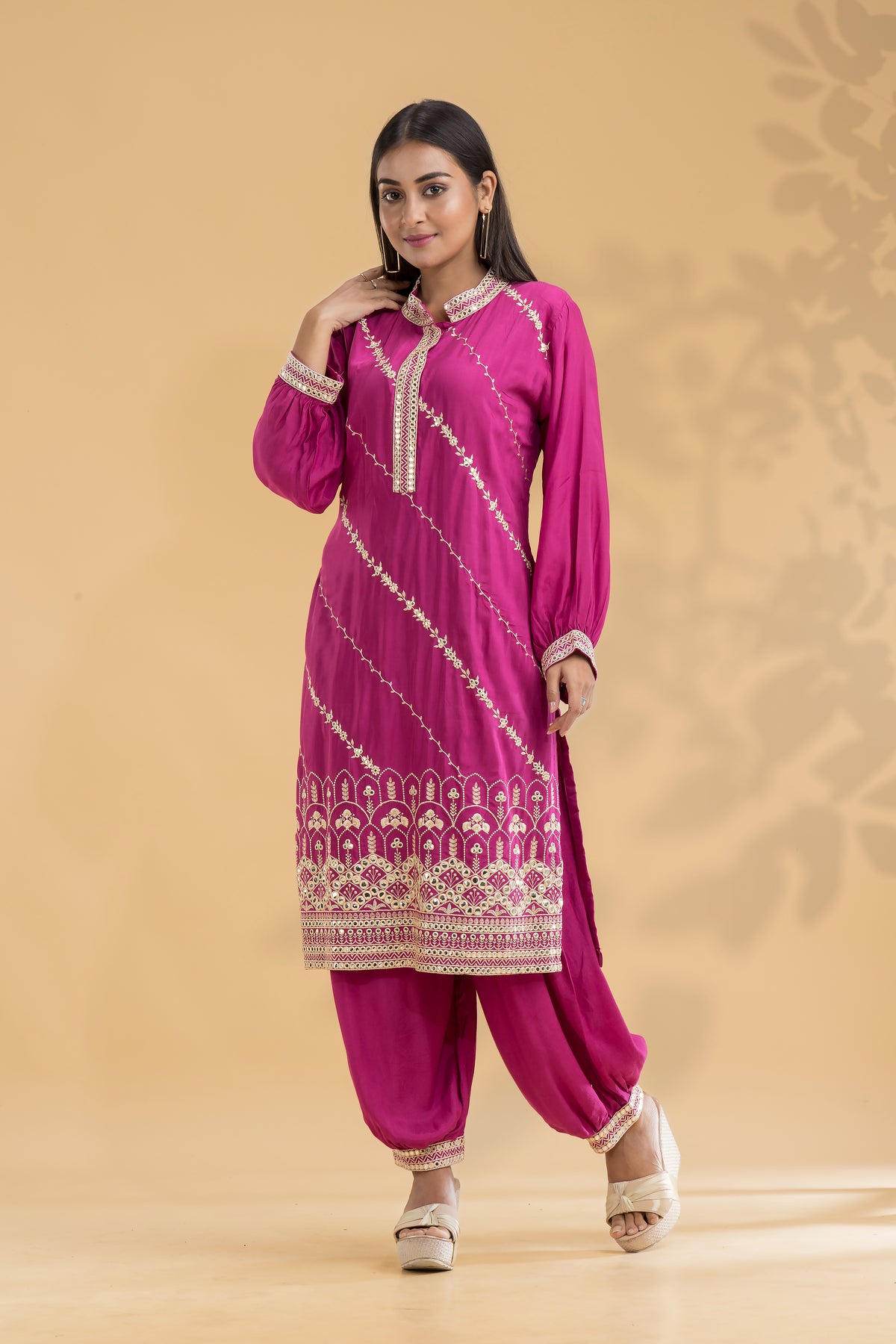 Muslin Kurti & Afghani Pant Set