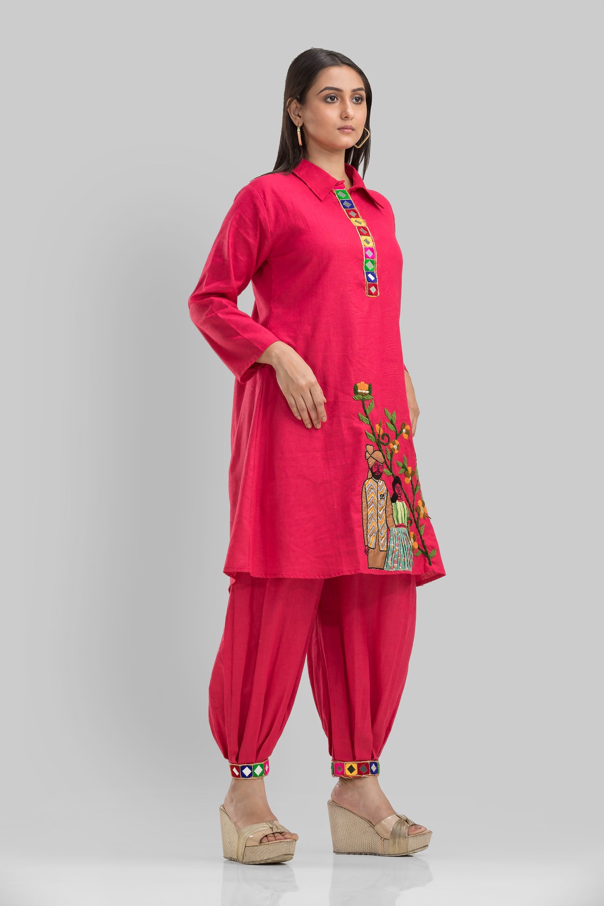 Designer Cotton Kurta & Afghani Pant Set