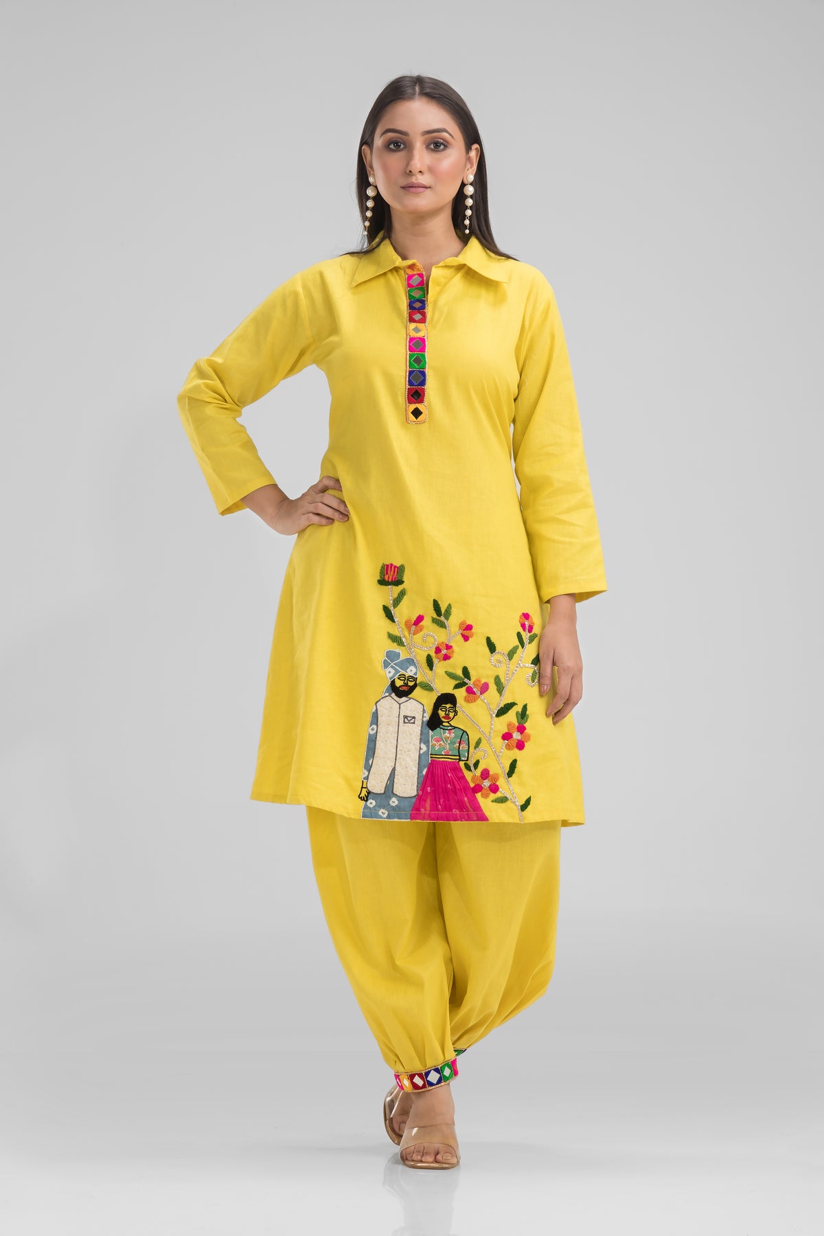 Designer Cotton Kurta & Afghani Pant Set