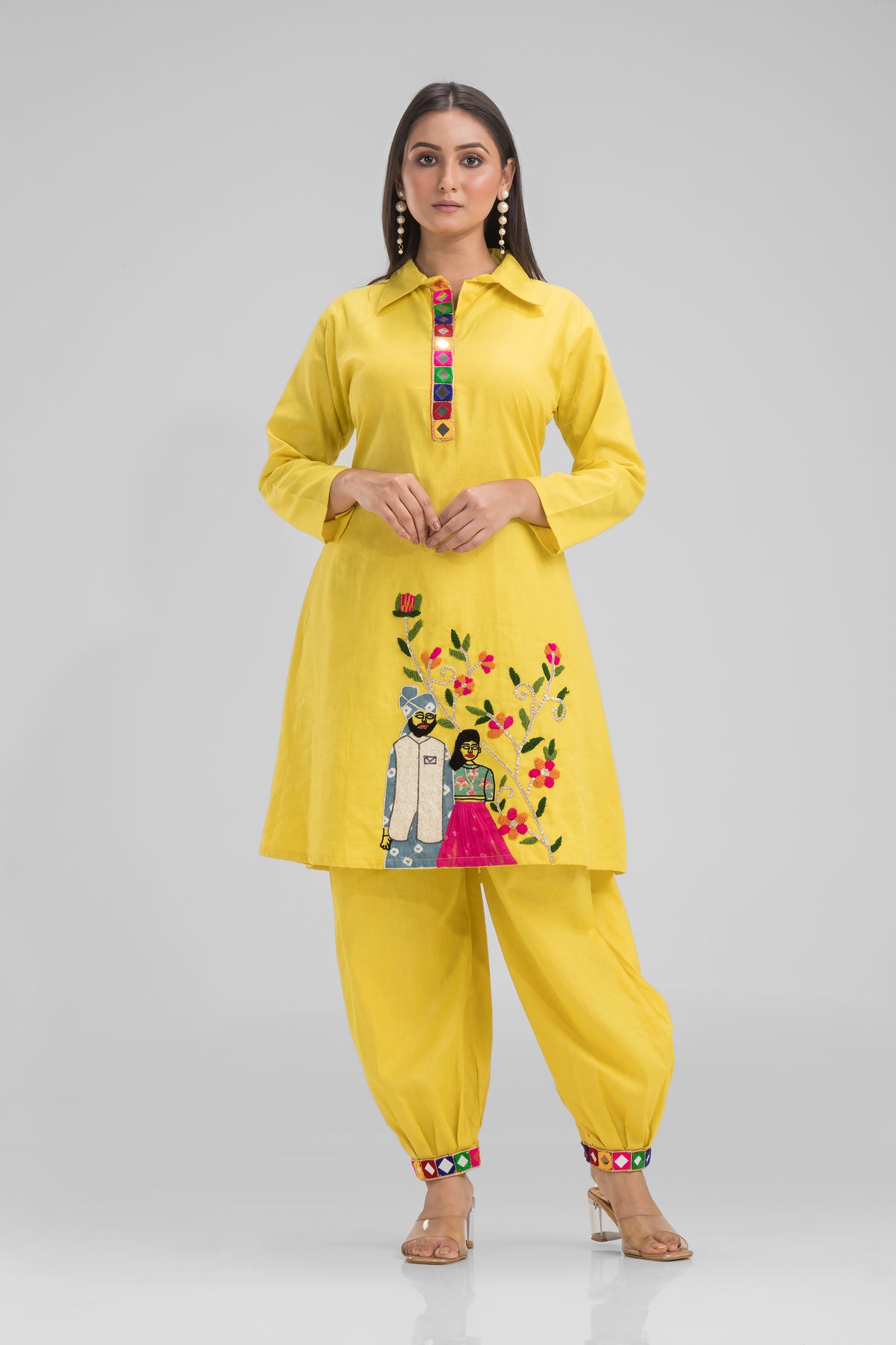 Designer Cotton Kurta & Afghani Pant Set