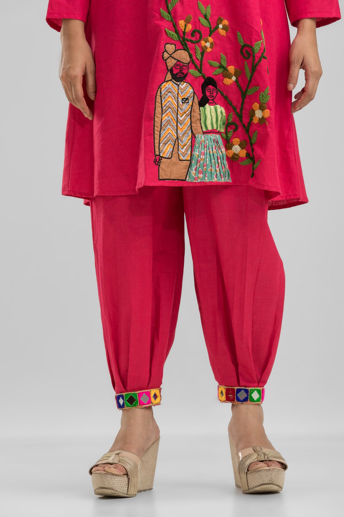 Designer Cotton Kurta & Afghani Pant Set