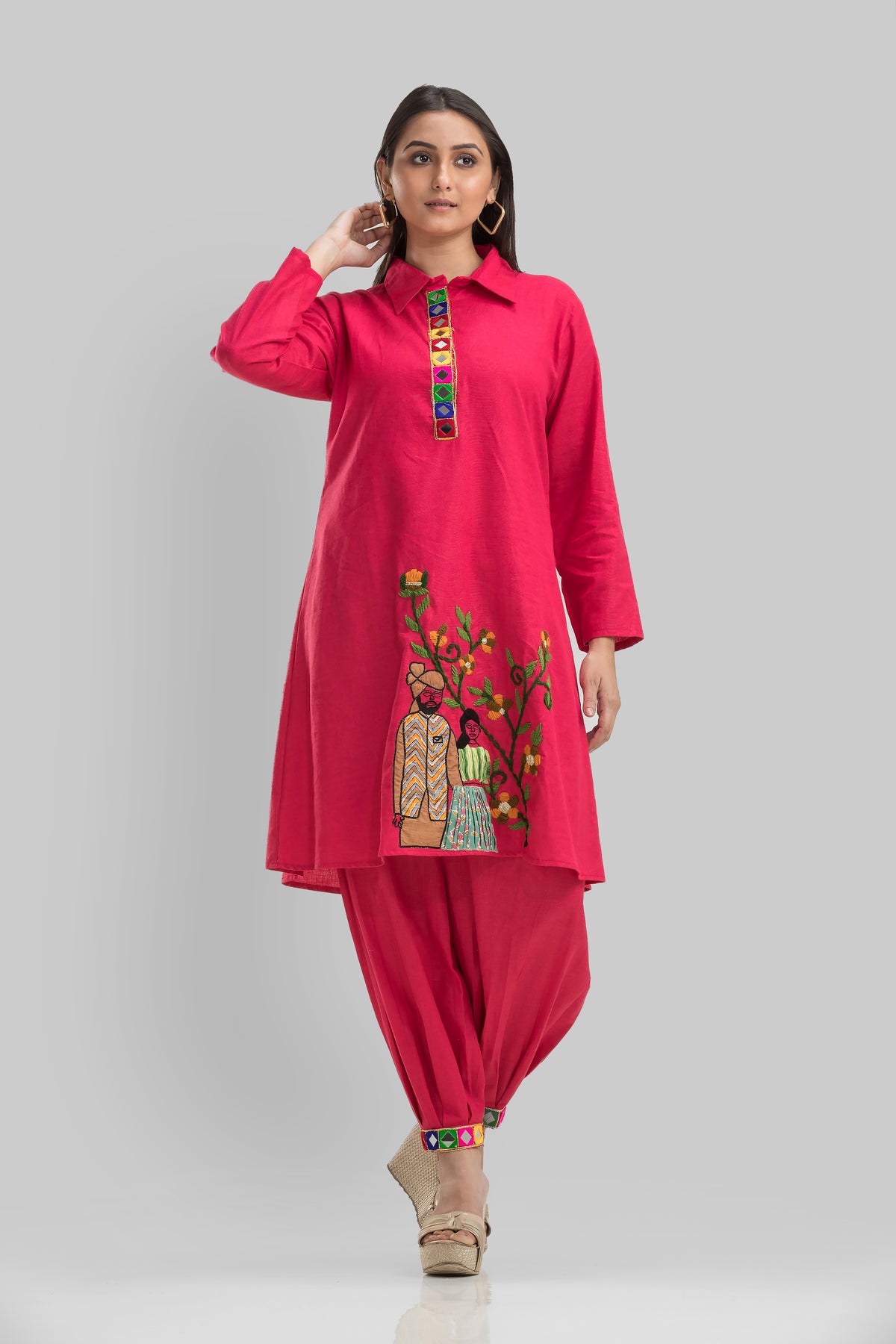 Designer Cotton Kurta & Afghani Pant Set