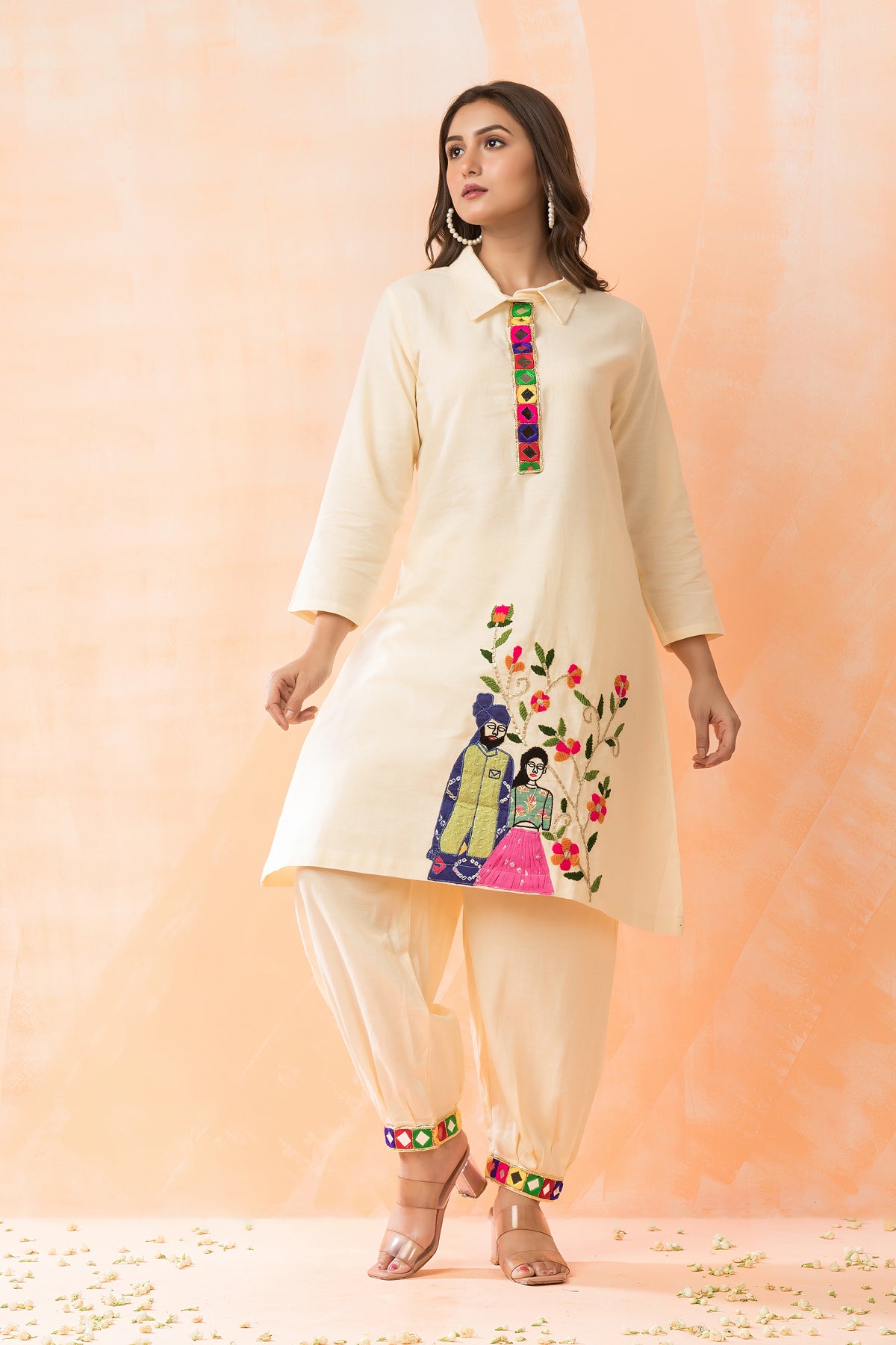 Designer Cotton Kurta & Afghani Pant Set