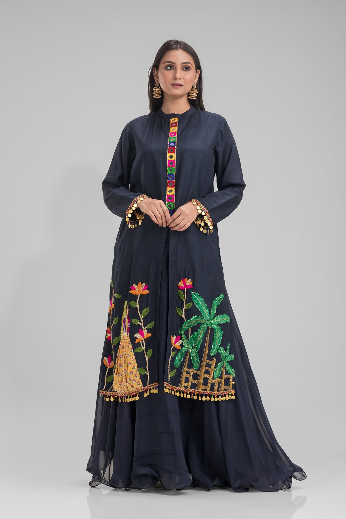 Designer Front Split Kurta-Skirt Set