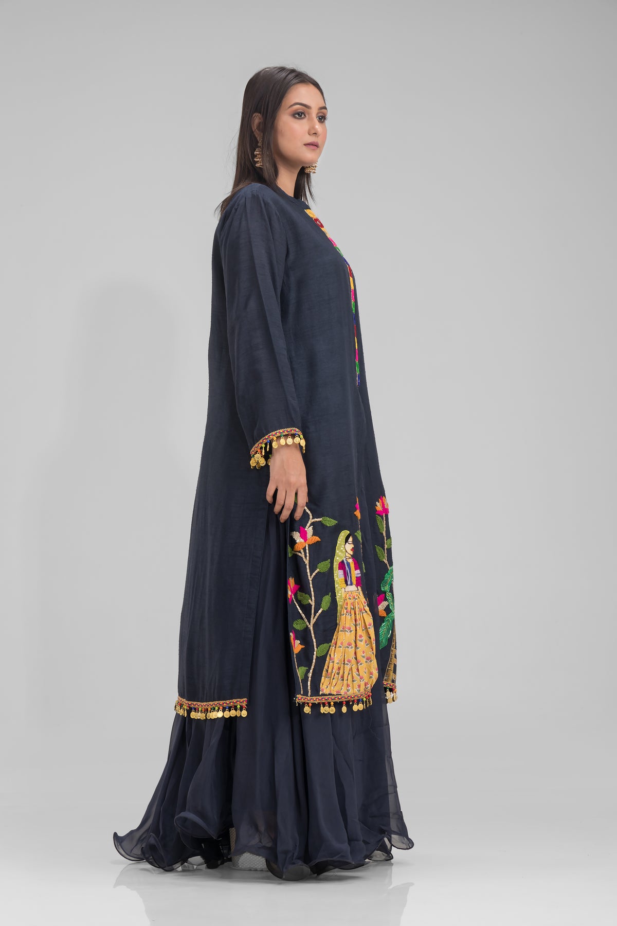 Designer Front Split Kurta-Skirt Set