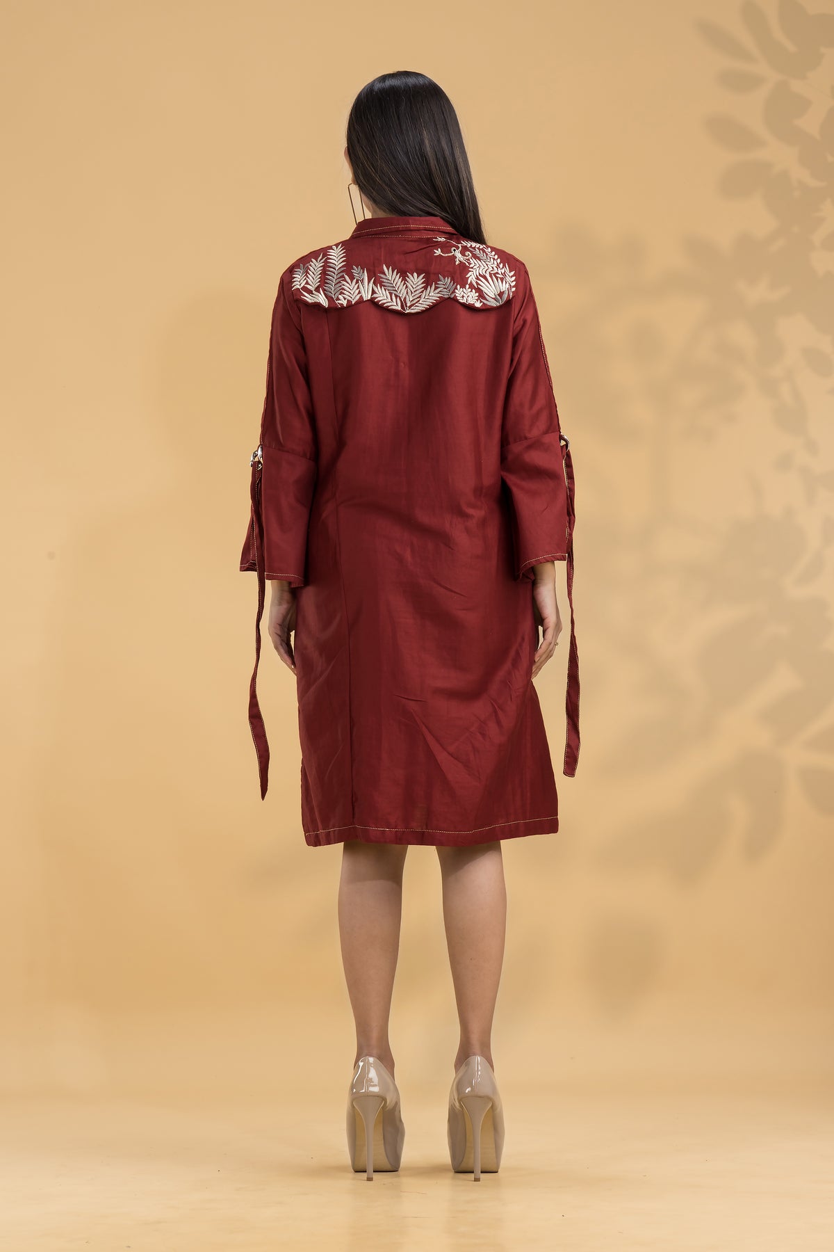 Embroidered Knee length Cotton Dress