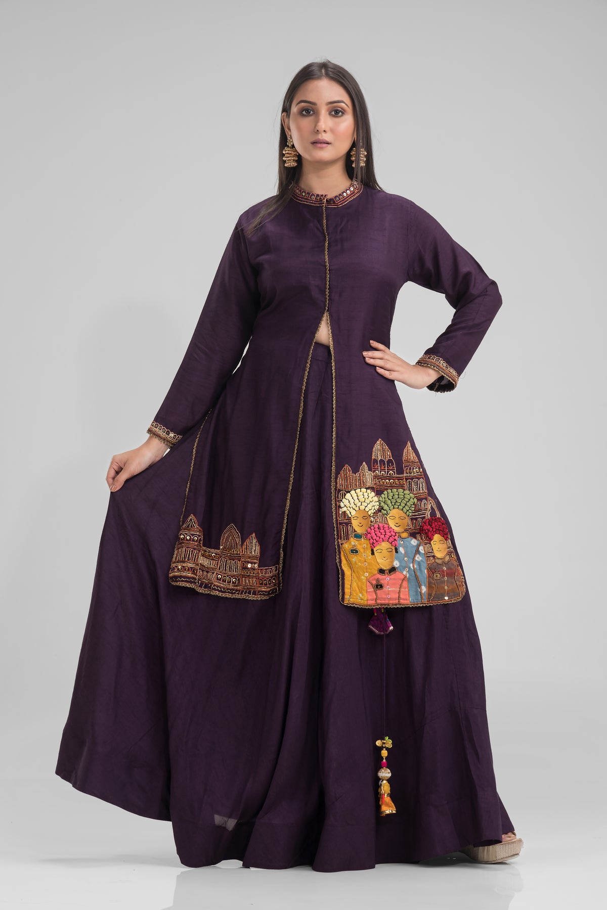 Embroidered Kurta & Skirt Set