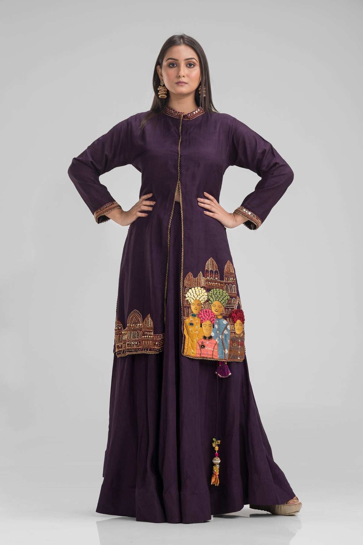 Embroidered Kurta & Skirt Set