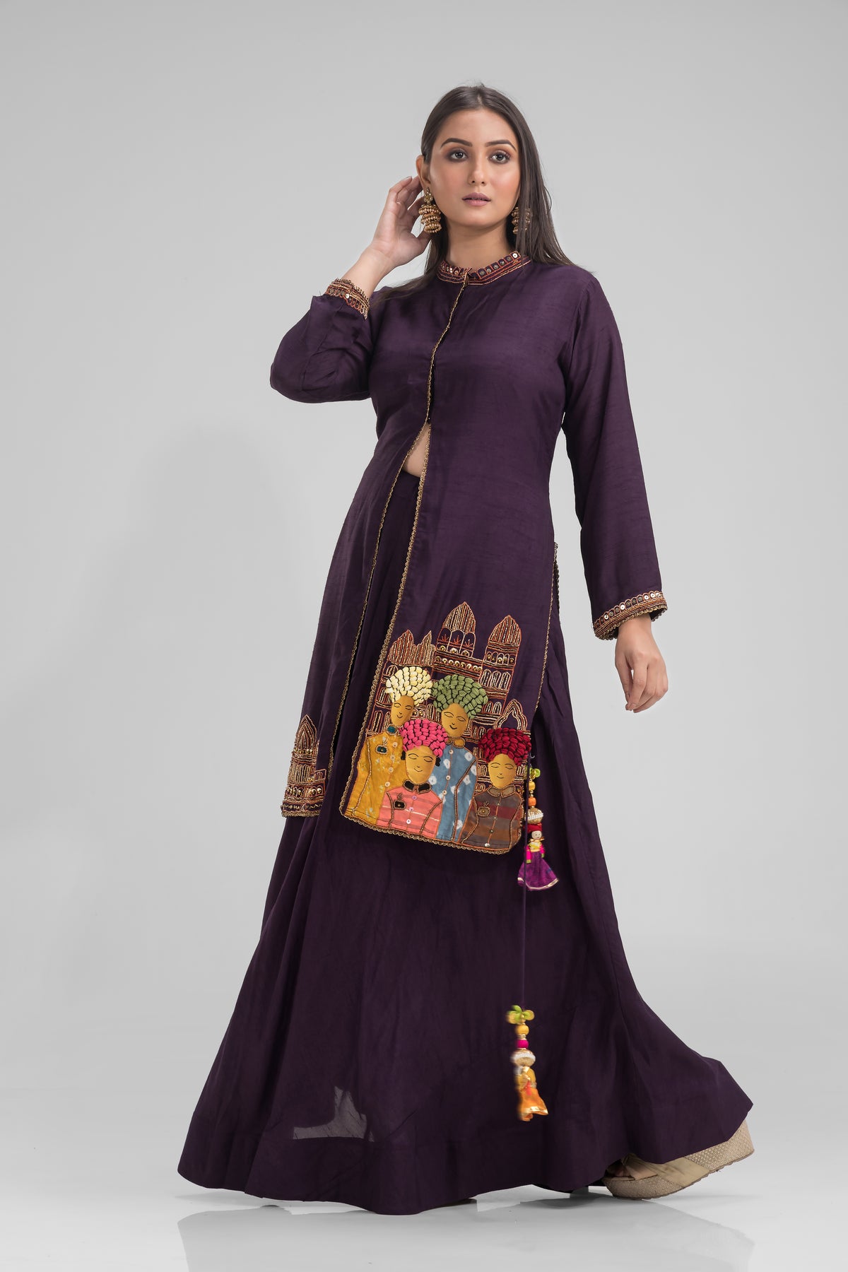 Embroidered Kurta & Skirt Set