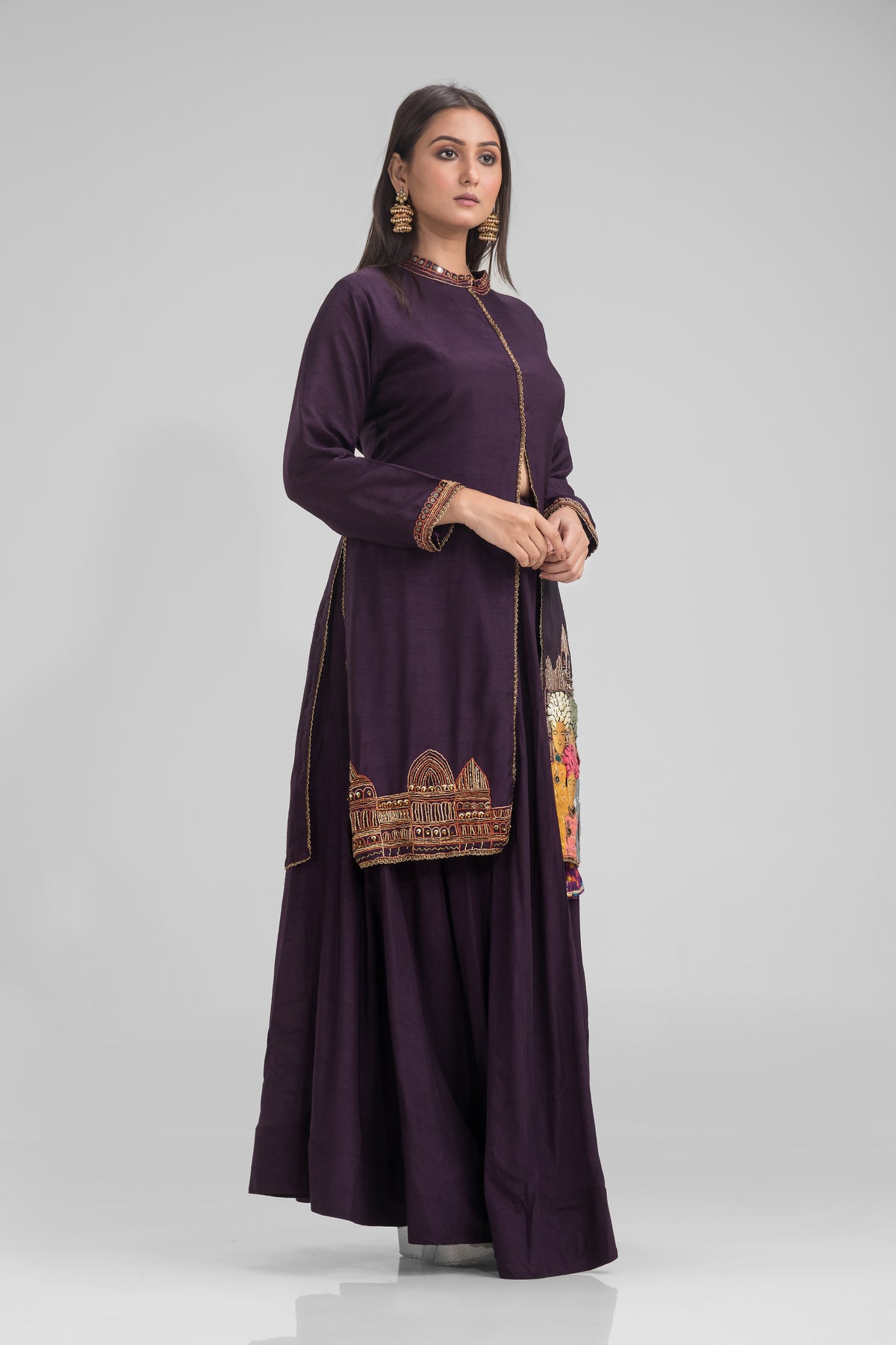 Embroidered Kurta & Skirt Set