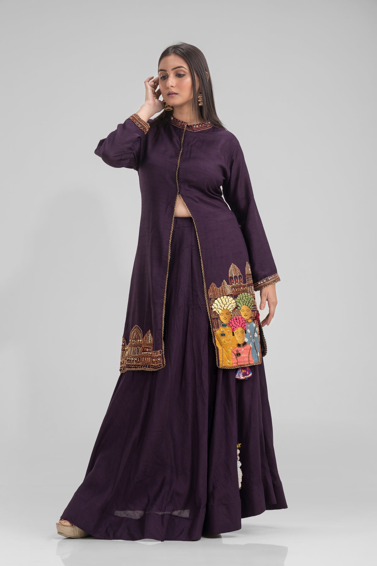 Embroidered Kurta & Skirt Set